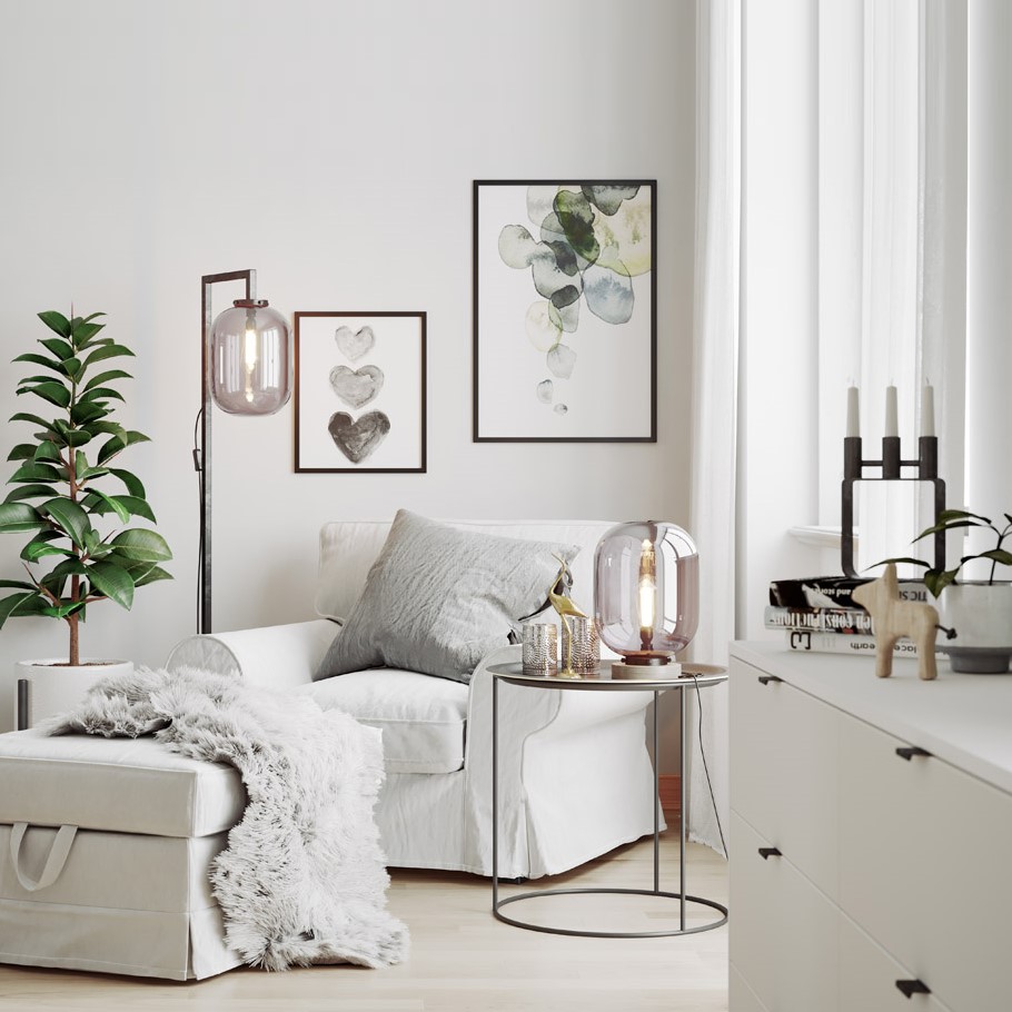 Golvlampa By Rydéns Leola H150 cm Svart Marmor/Rökgrå