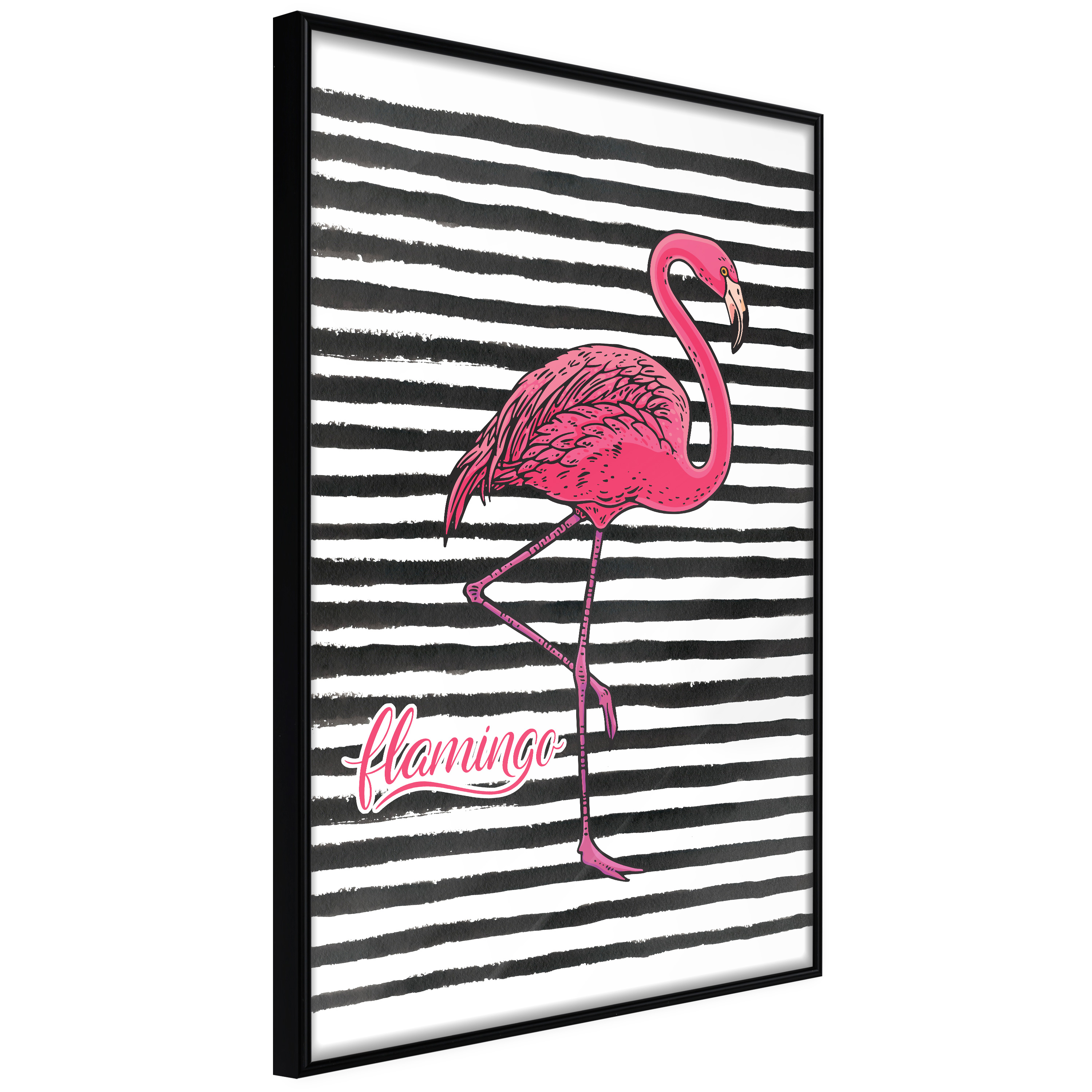 Poster Artgeist Affisch Black Stripes and Flamingo