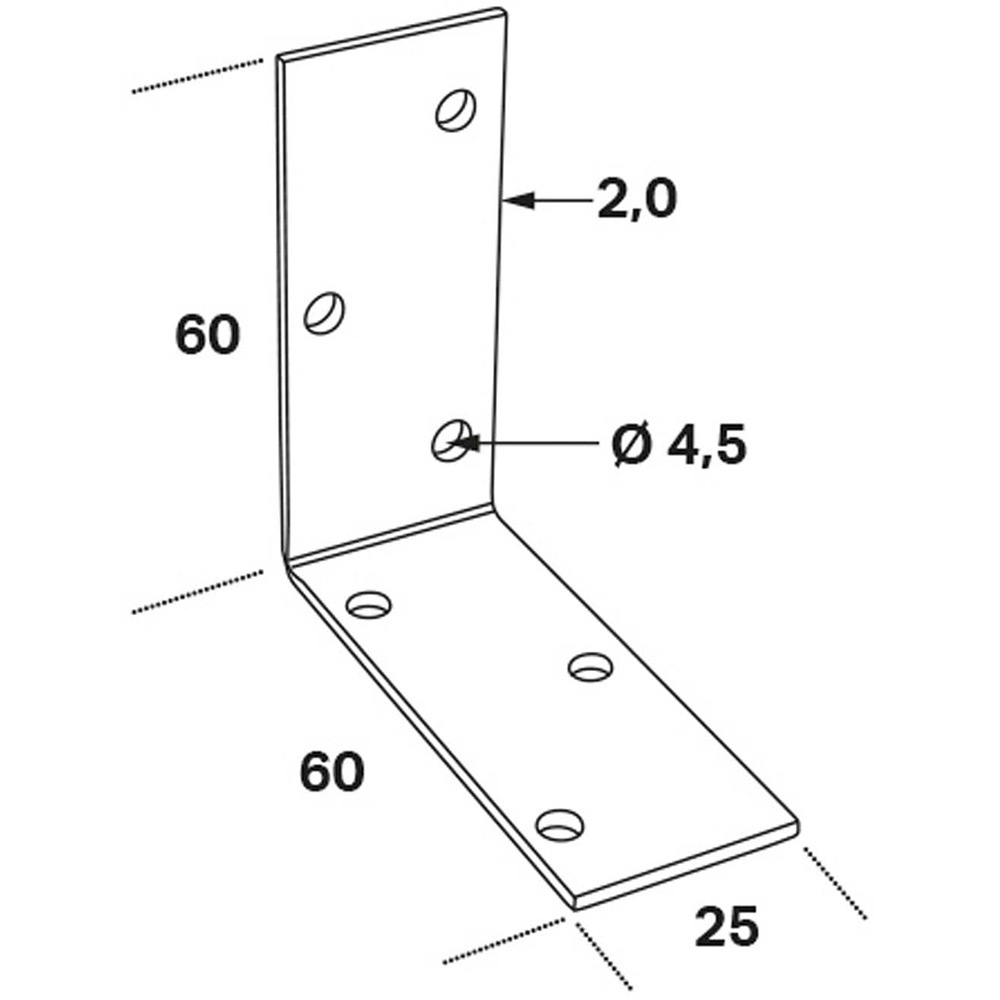 Vinkelbeslag Abl 60x60x2,0x25 60x60x2,0x25 mm