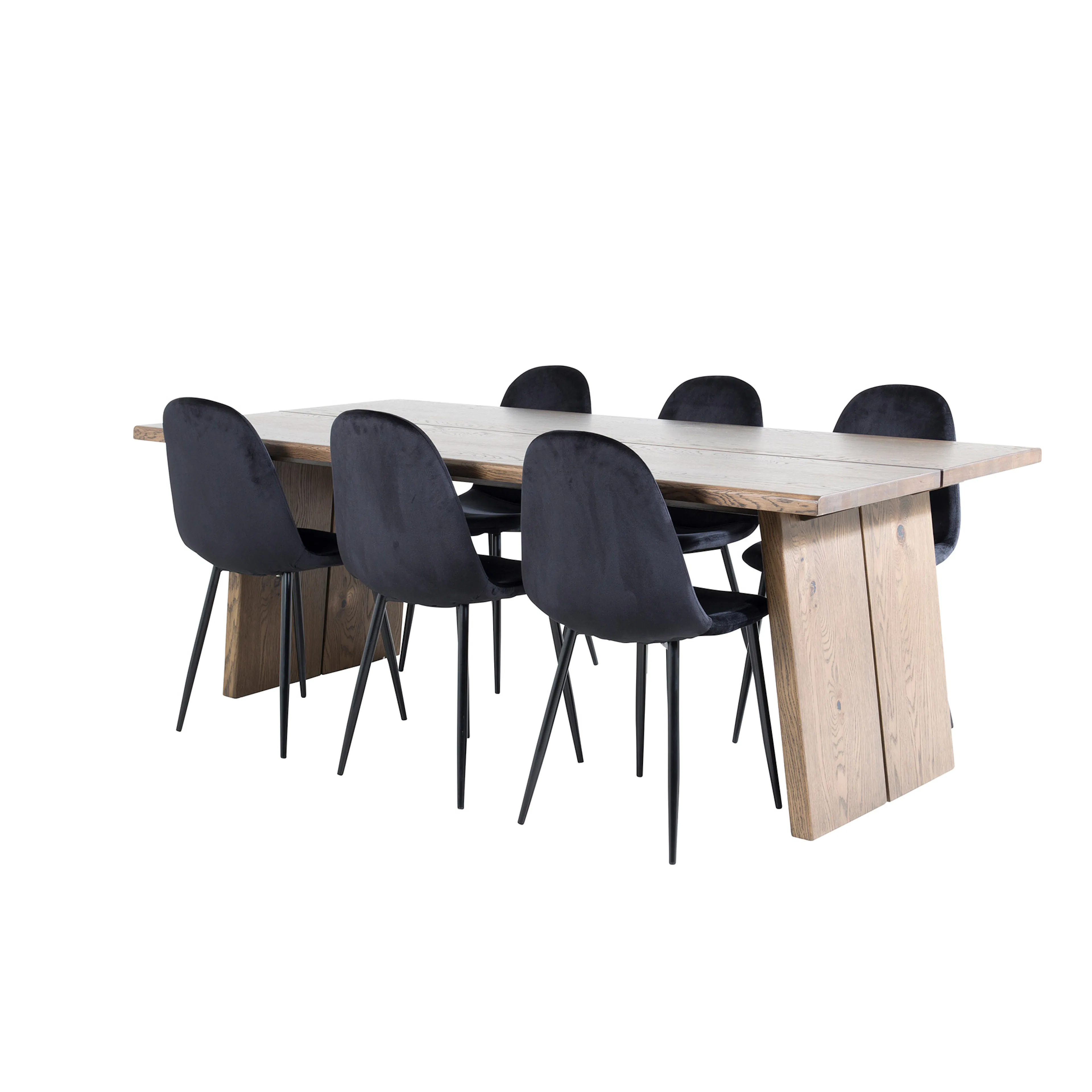 LoggerDiningTable-SmokedOak+PolarDiningChair-Blacklegs Natur/Svart