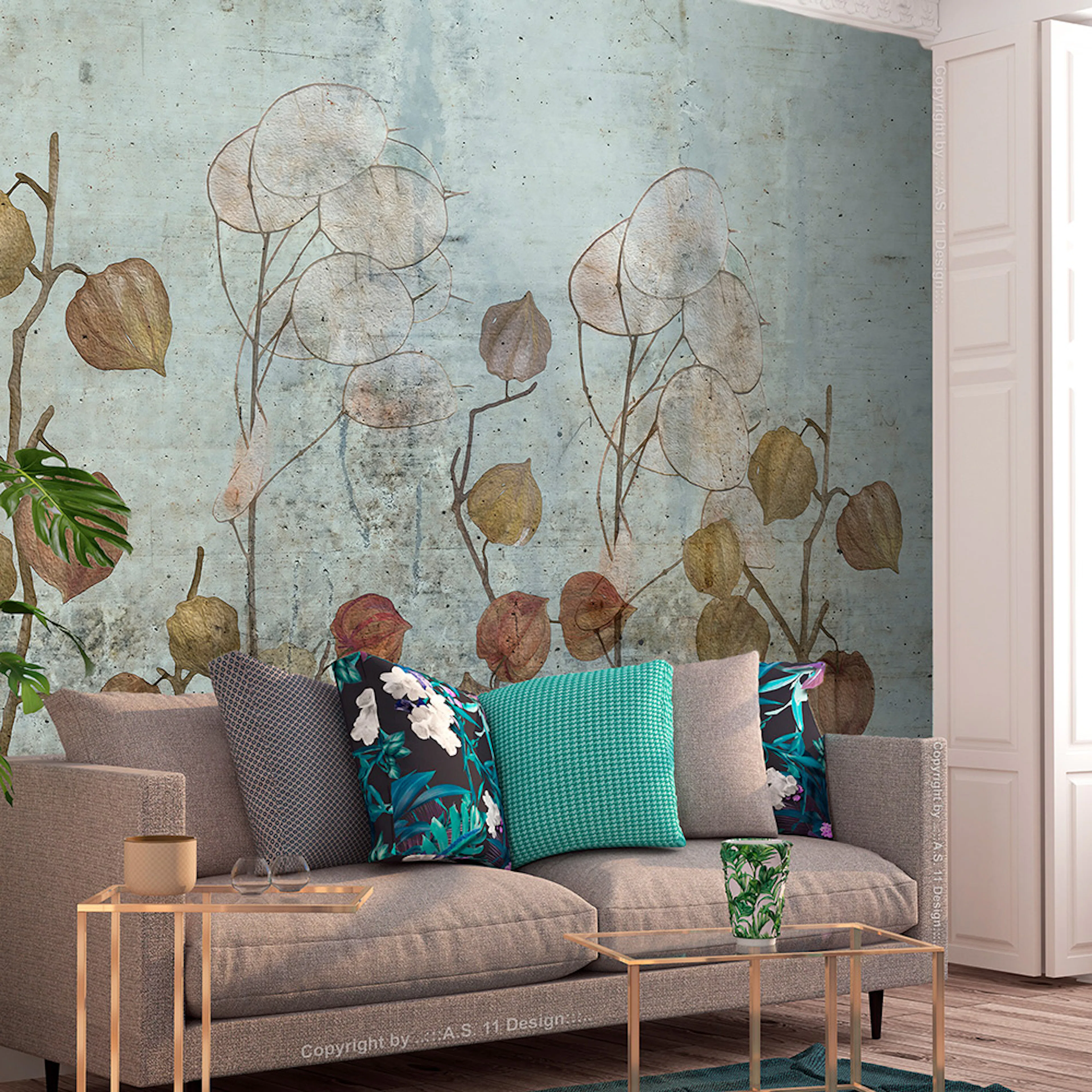 Fototapet Arkiio Självhäftande Painted Lunaria