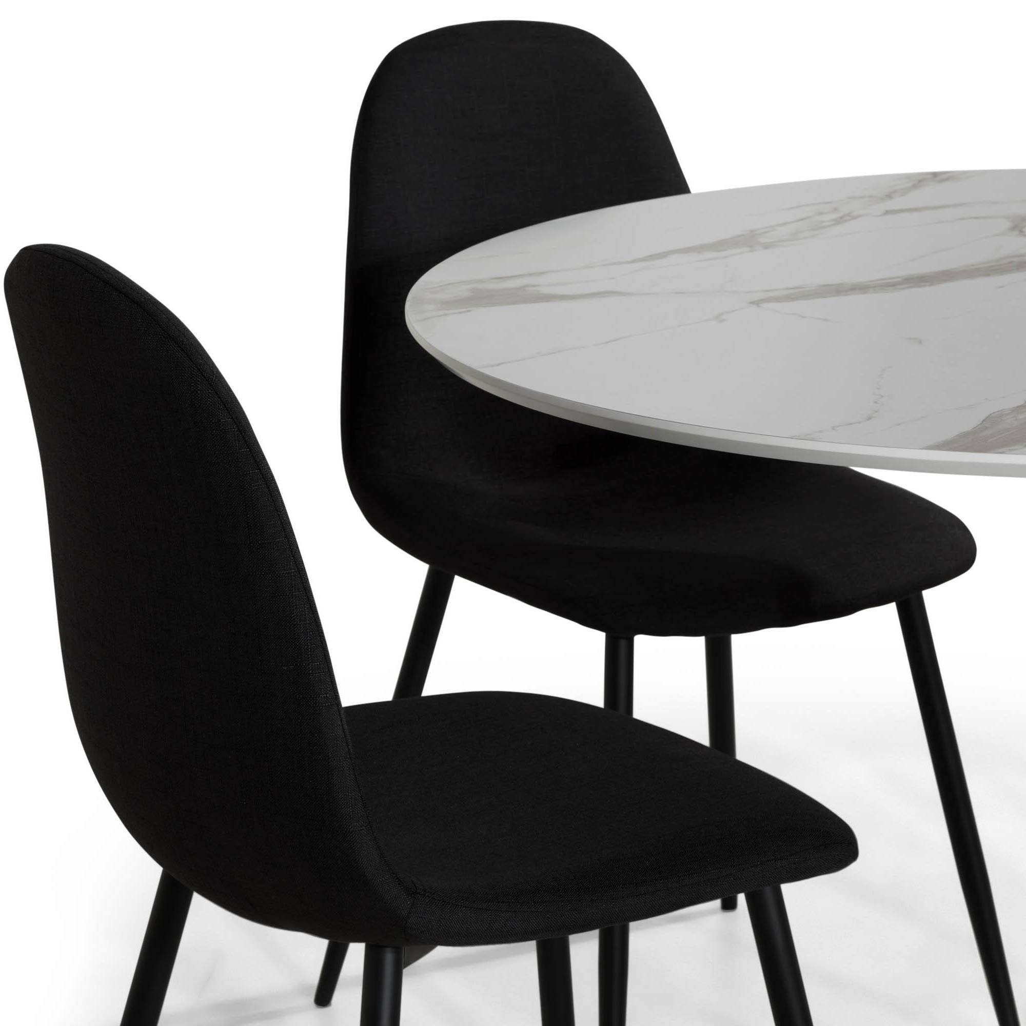 Matgrupp Basic Home Caitly Runt Matbord 100 cm Vit Bas med 4 Nibe Matstol