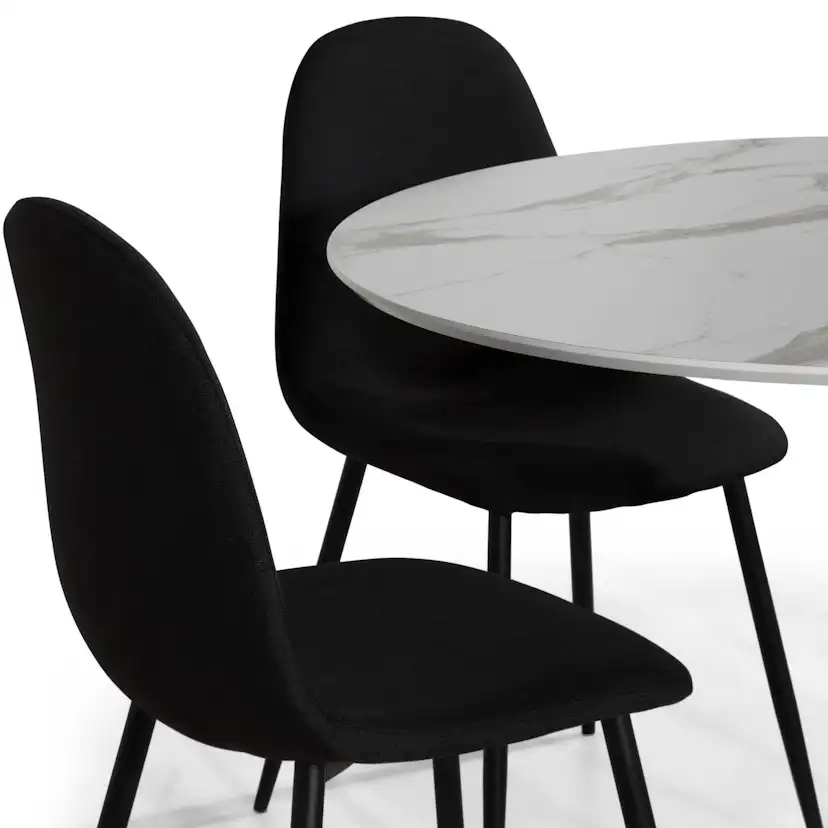 Matgrupp Basic Home Caitly Runt Matbord 100 cm Vit Bas med 4 Nibe Matstol
