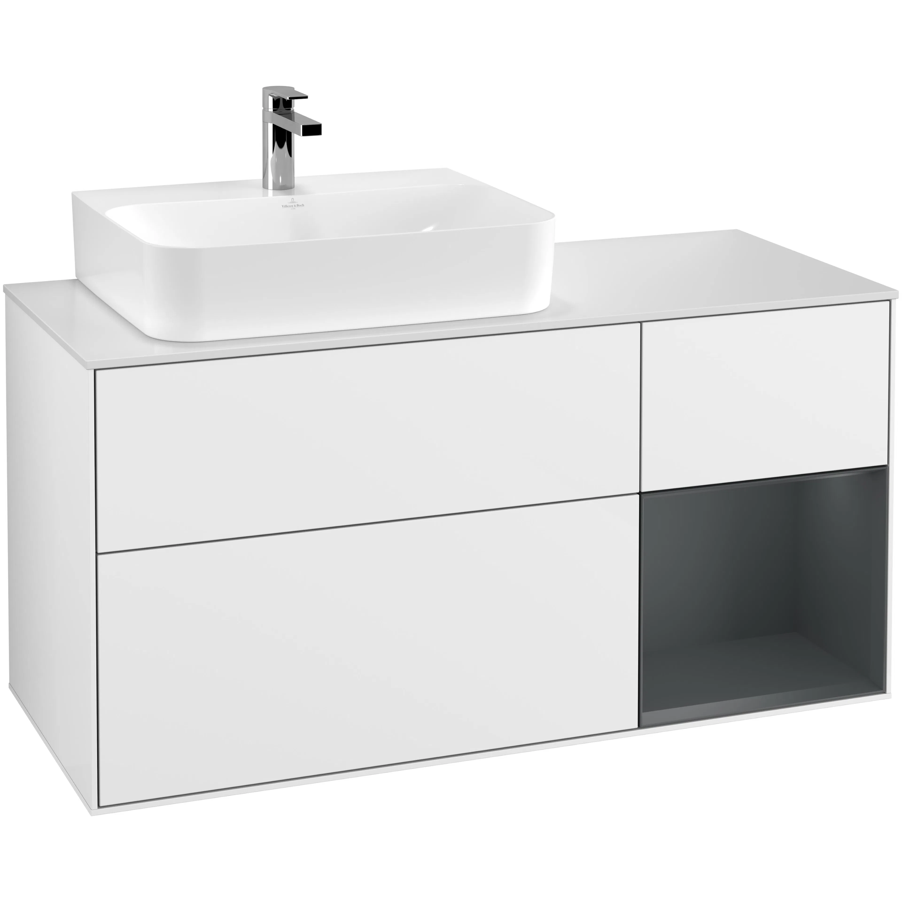 Tvättställsskåp Villeroy & Boch Finion med 3 Lådor Hylla och Bänkskiva för Ocentrerat Tvättställ