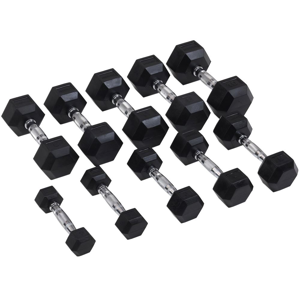 Hexhantel Master Fitness Gummi/Krom 37,5kg