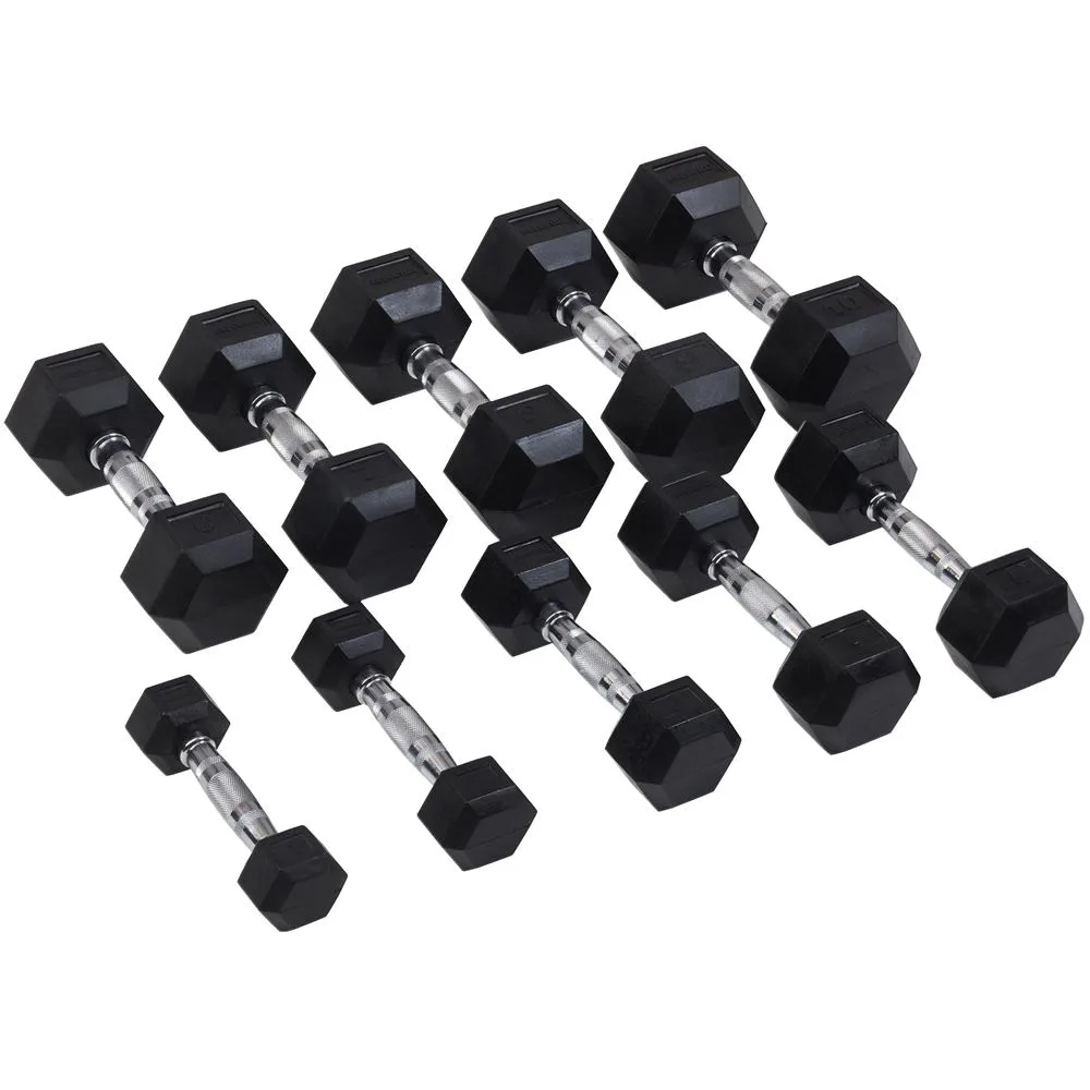 Hexhantel Master Fitness Gummi/Krom 37,5kg