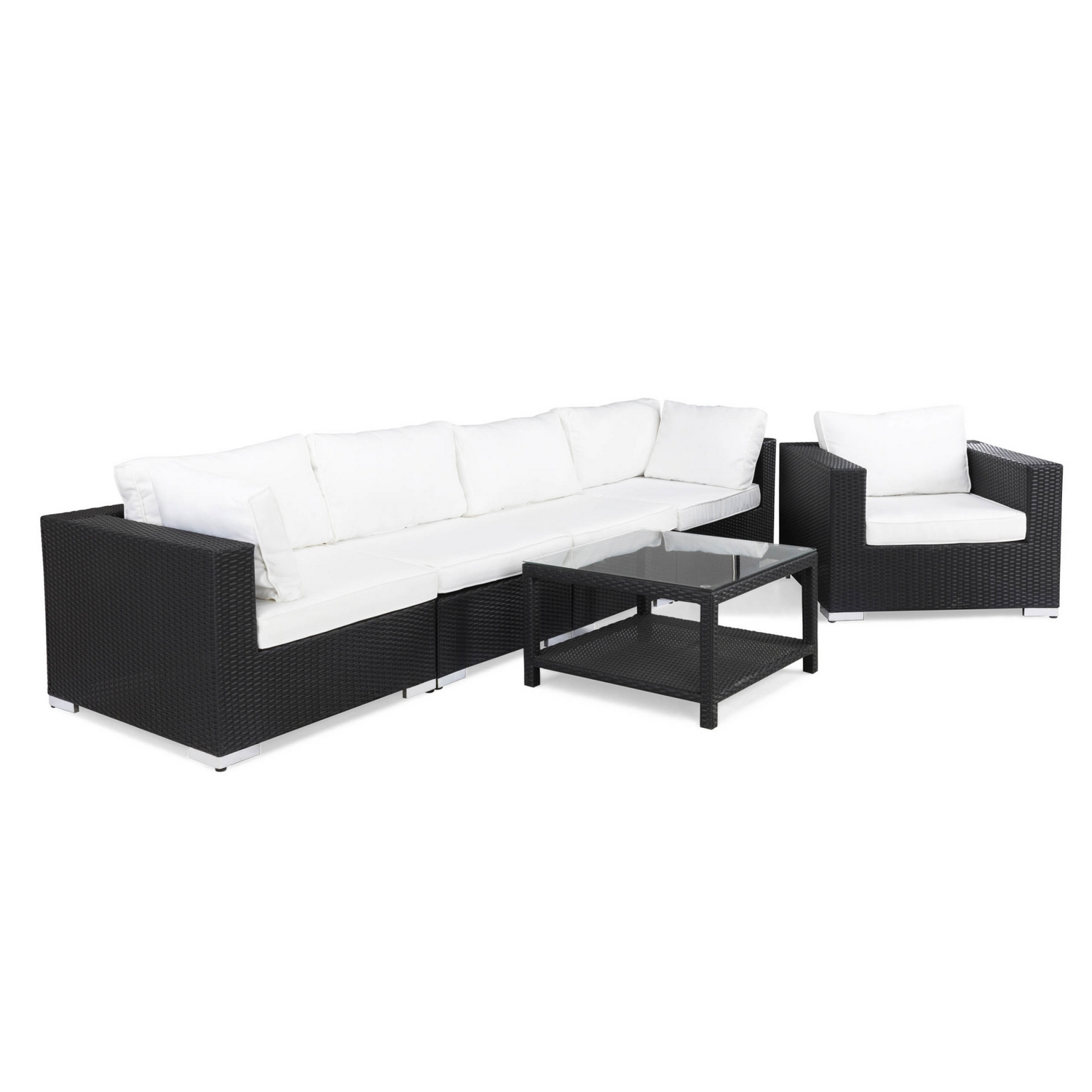 Loungegrupp Comfort Garden Bahamas 5-sits Rak med Fåtölj och Bord 75x75