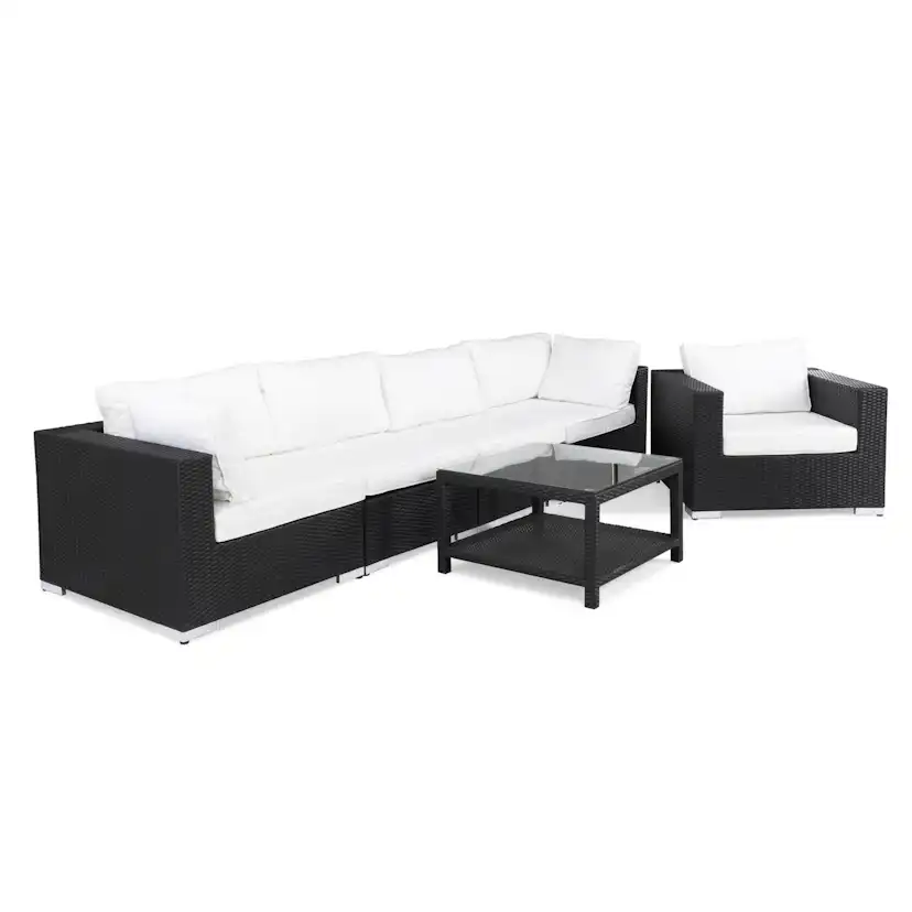 Loungegrupp Comfort Garden Bahamas 5-sits Rak med Fåtölj och Bord 75x75