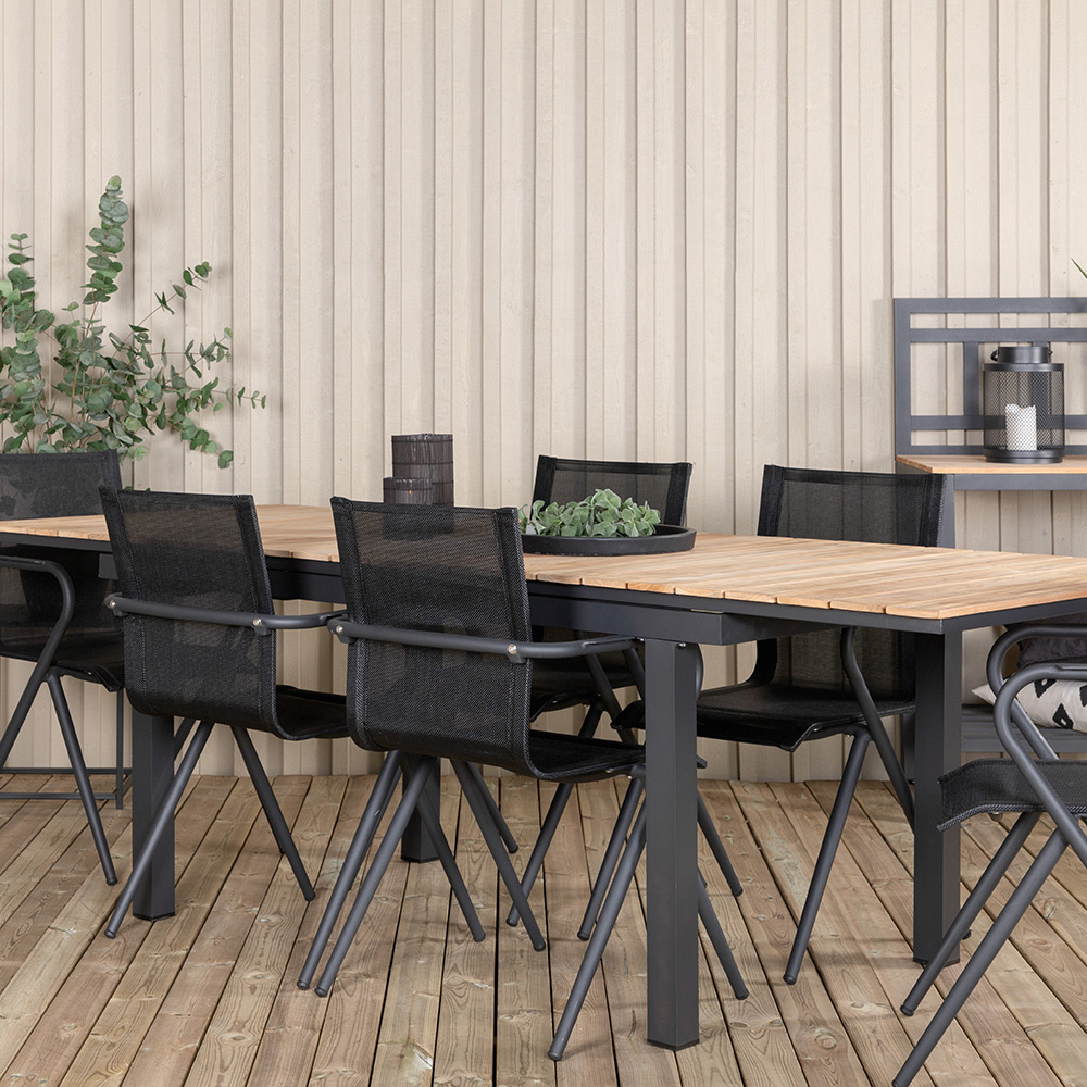 Matgrupp Venture Home Mendi med 6 Act Stolar Svart