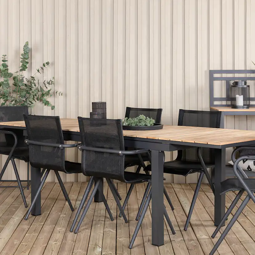 Matgrupp Venture Home Mendi med 6 Act Stolar Svart