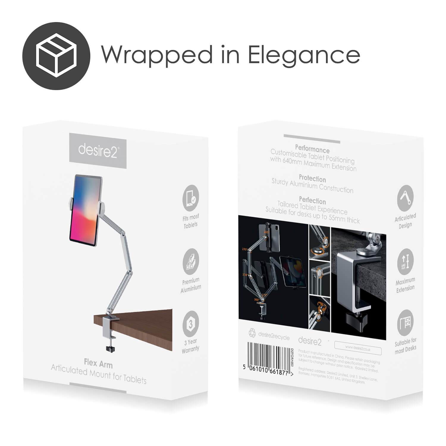 Flex Desire2 Arm Tablet-fäste för 12,9" Silver