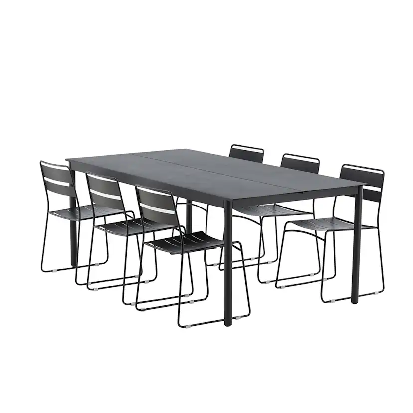 Modena - Dining Table- Black - Aluminium - 200*100cm _1+ Lin Svart