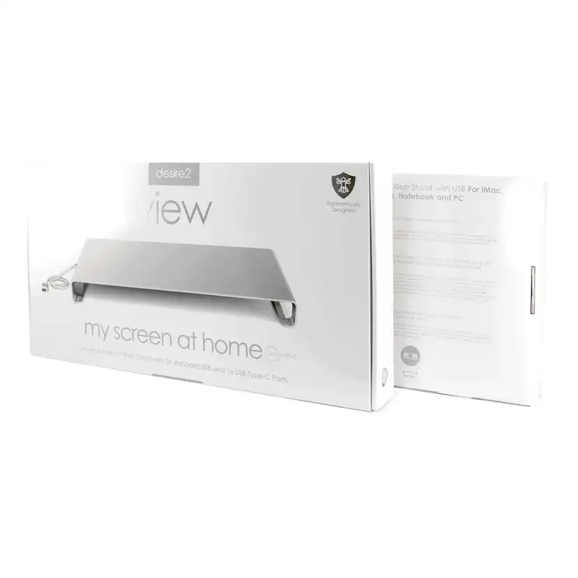 Monitorställ Desire2 Riser Universal 3X Usb-A 1X Type-C Silver