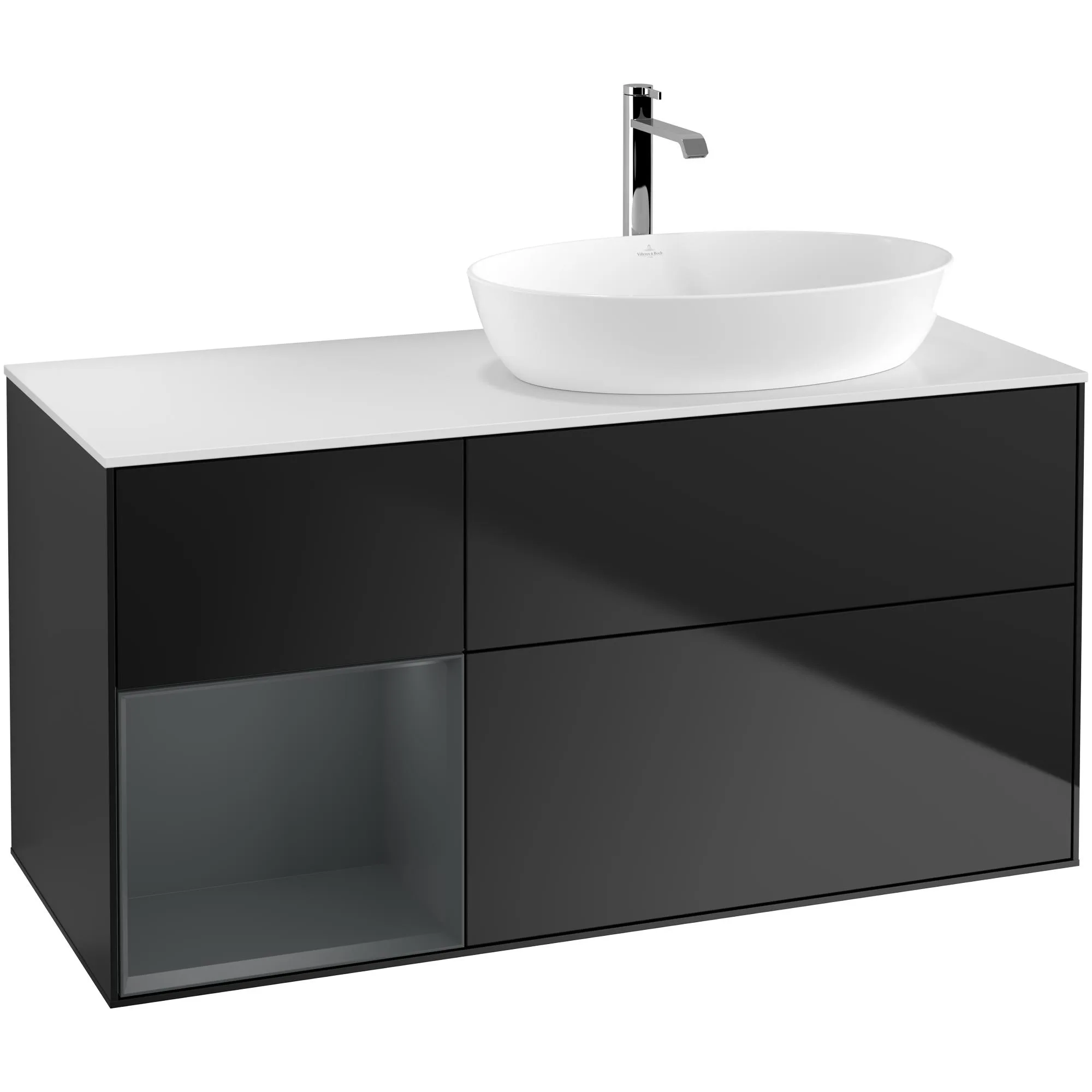 Tvättställsskåp Villeroy & Boch Finion med 3 Lådor Hylla och Bänkskiva för Ocentrerat Tvättställ från Artis & Collaro