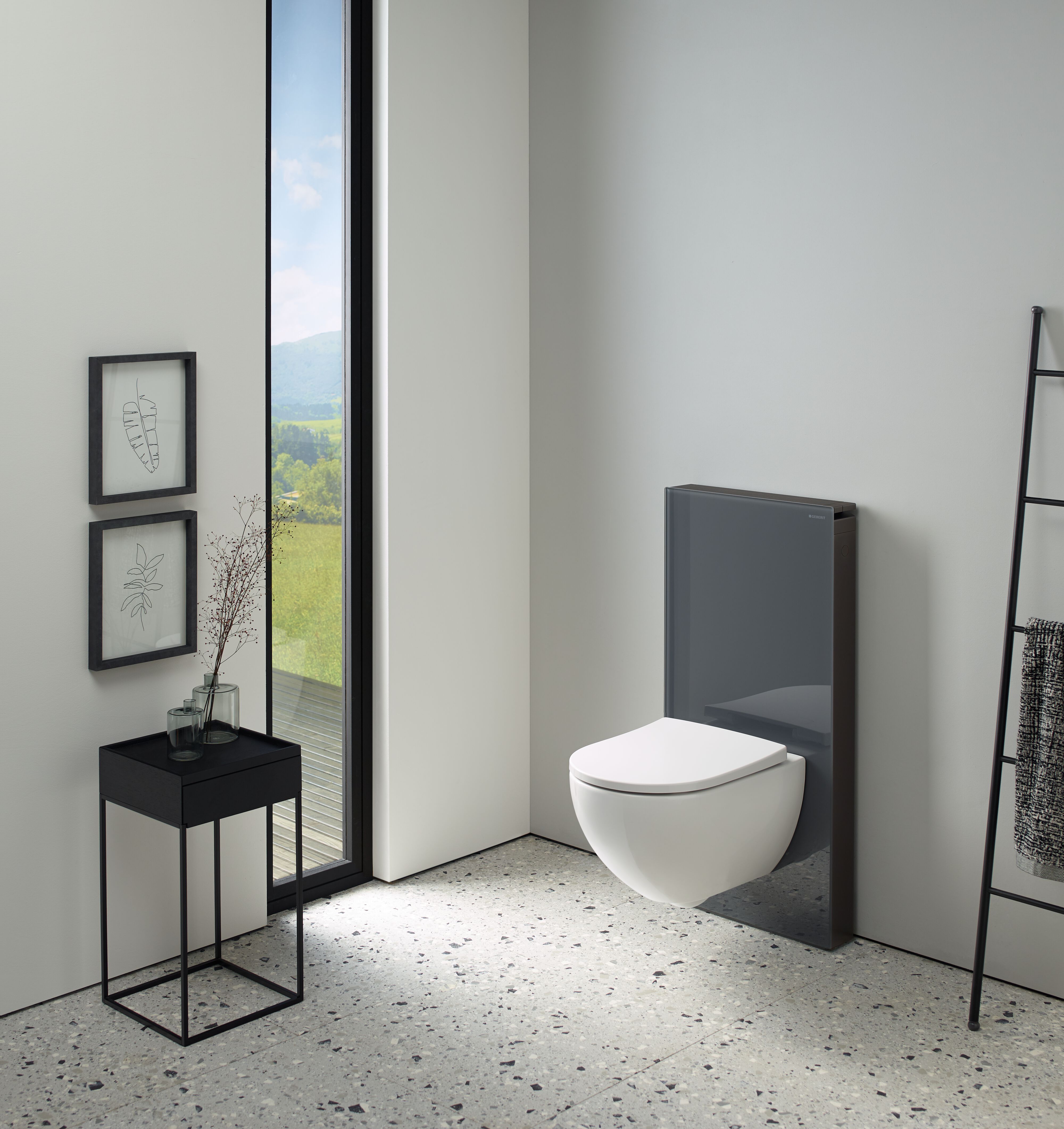 WC-Fixtur Geberit Monolith för Vägghängd Toalettstol 101 cmxLava/Glas