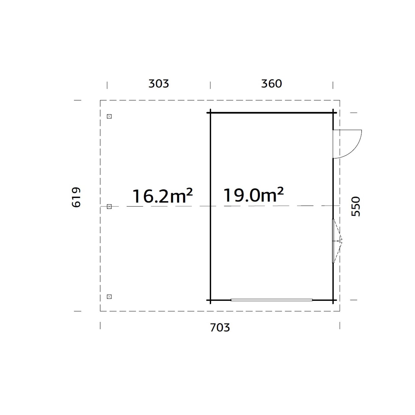 Roger 19,0+16,2 m2 kit BNDIP Impregnerad brun
