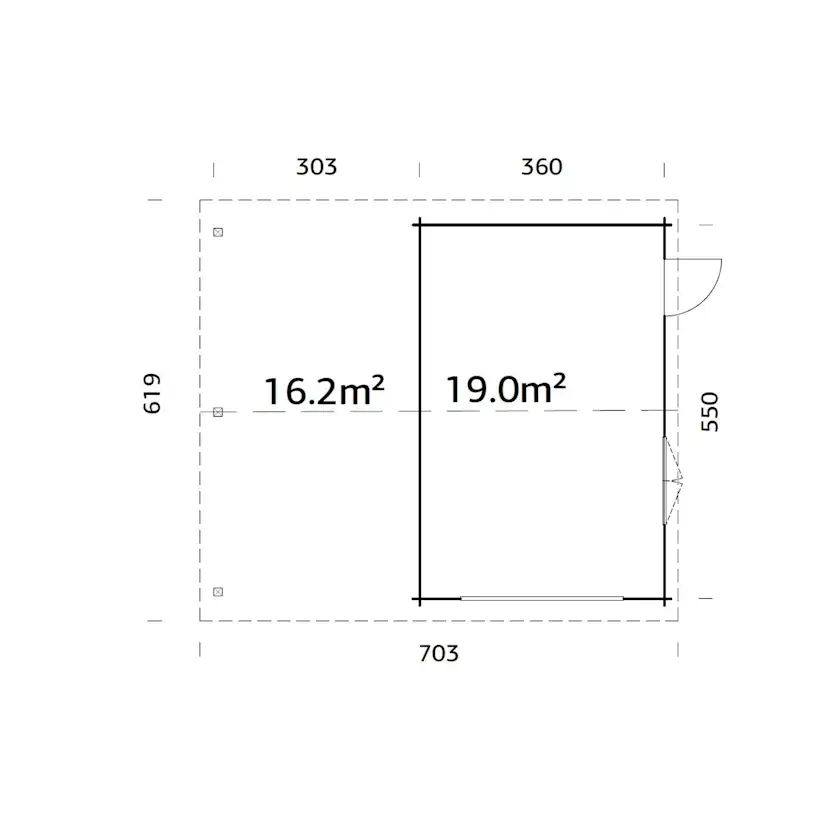 Roger 19,0+16,2 m2 kit BNDIP Impregnerad brun