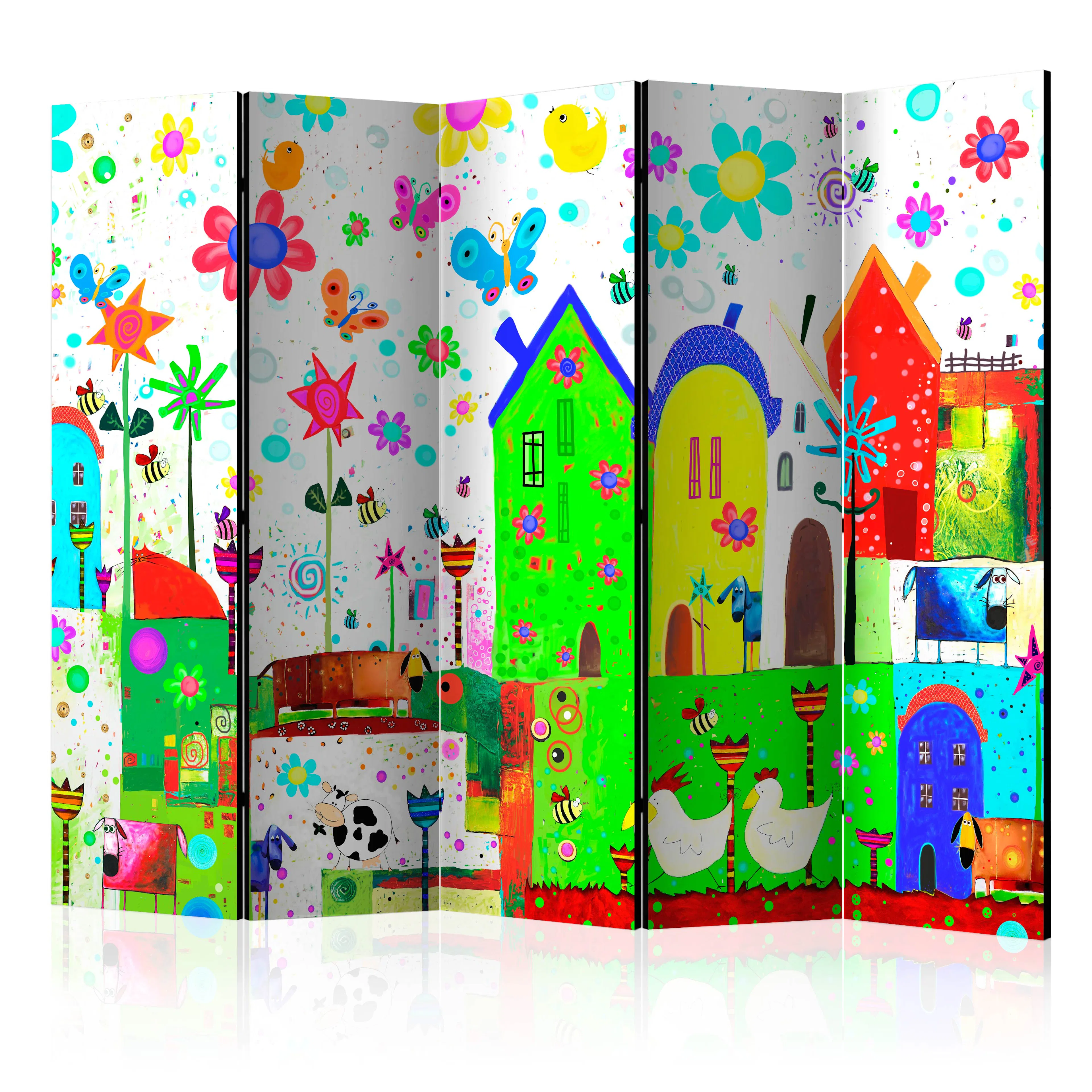 Rumsavdelare Skärmvägg Arkiio Happy Farm II Flerfärgad 225x172 cm