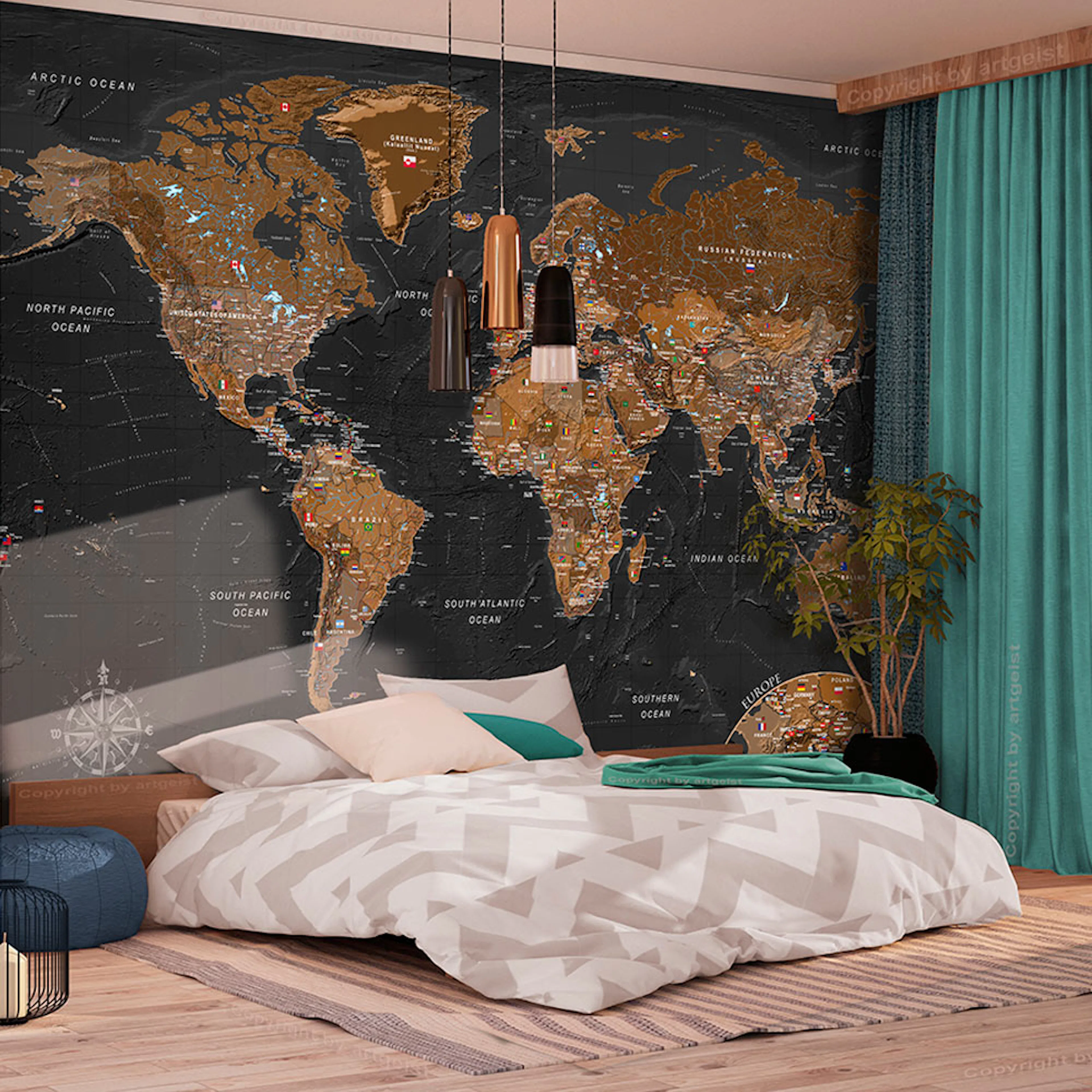Fototapet Arkiio Självhäftande World Stylish Map