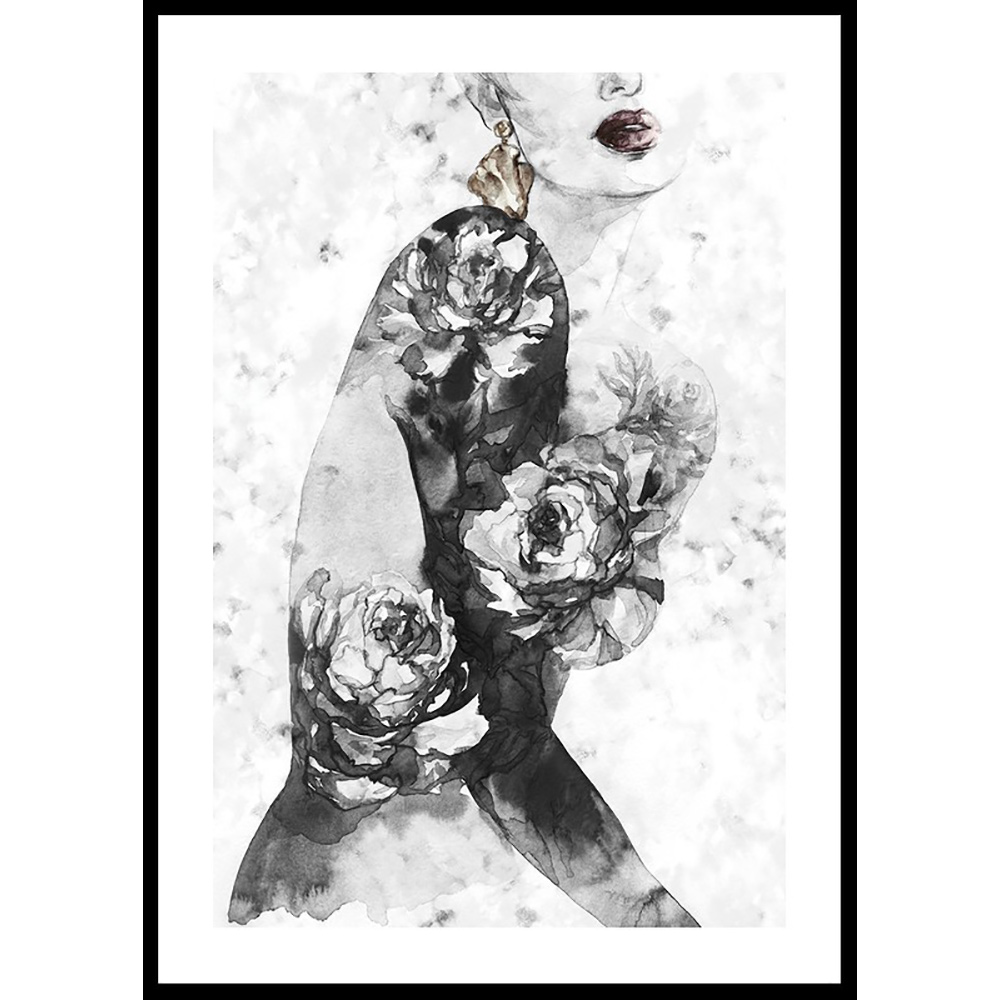 Poster Gallerix Watercolor Woman With Flowers