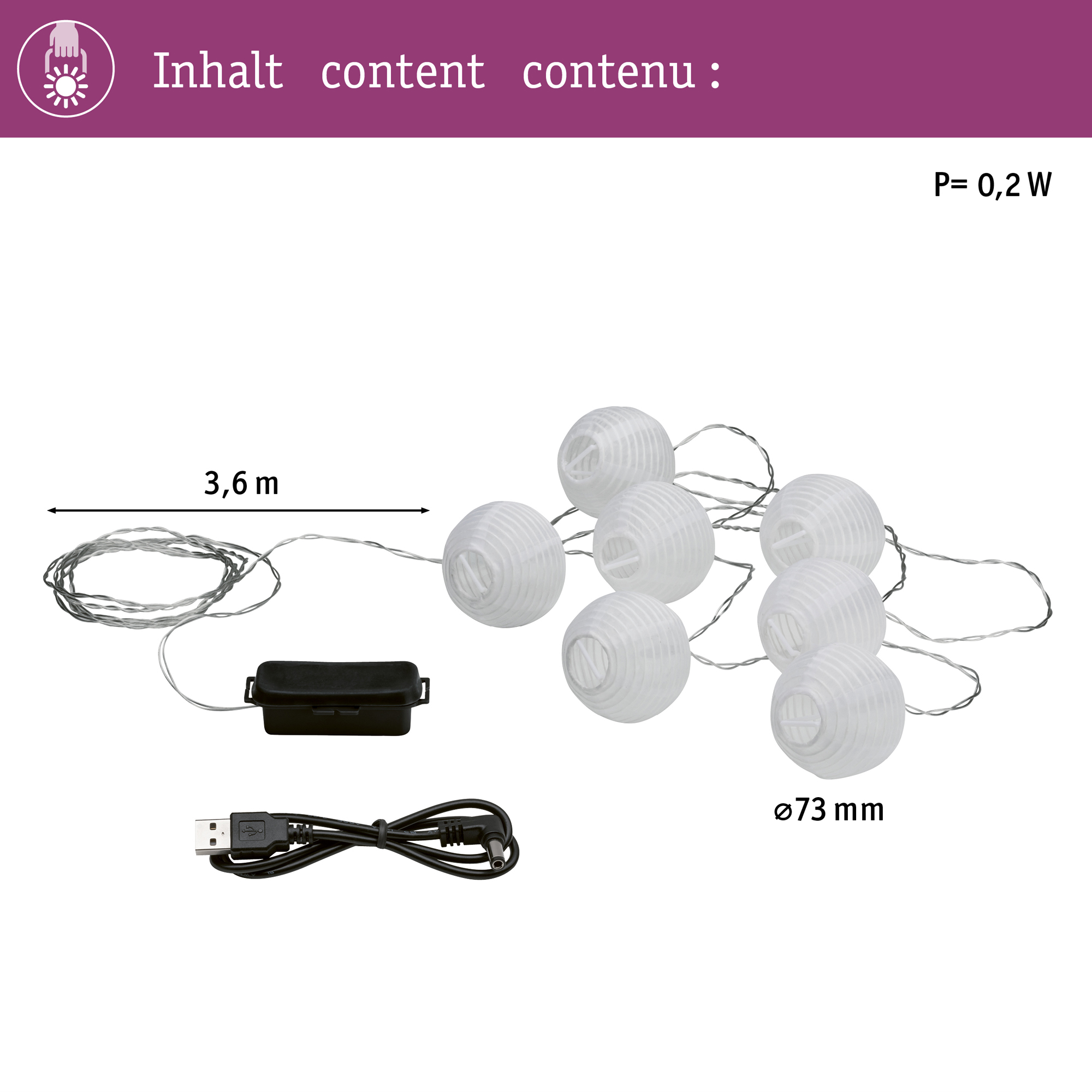 Ljusslinga Paulmann Lampion Fairy Lights Batteridriven IP44
