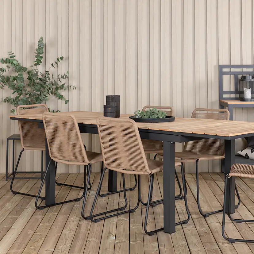 Matgrupp Utomhus Venture Home Mendi med 6 Levi Trädgårdsstolar