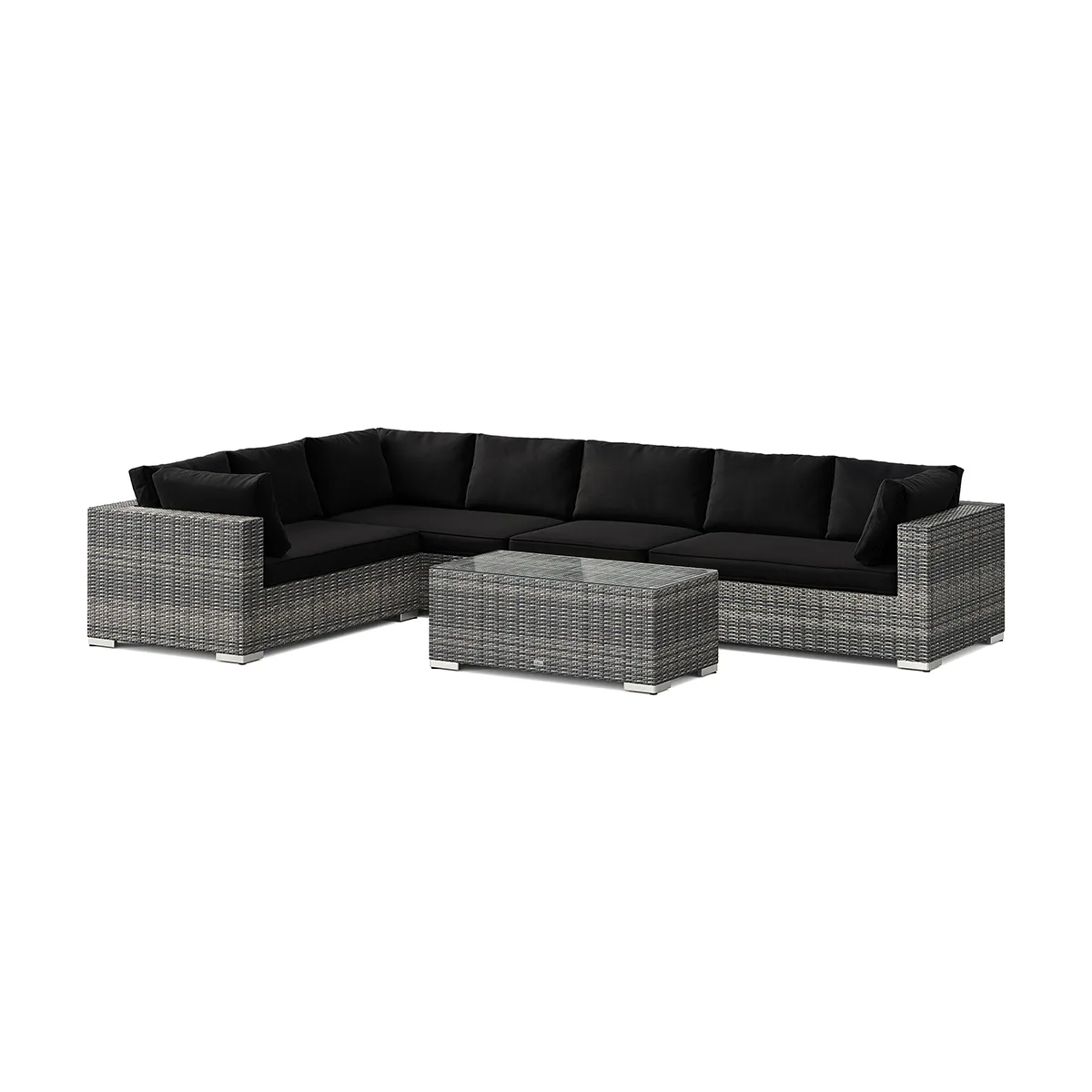 Loungegrupp Comfort Garden Bahamas L-formad utesoffa vänster, 7-sits med bord