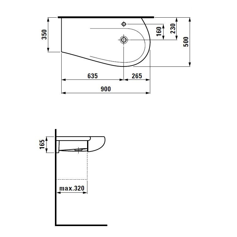 Tvättställ Laufen Il Bagno Alessi One Tuna 814976 900 mm