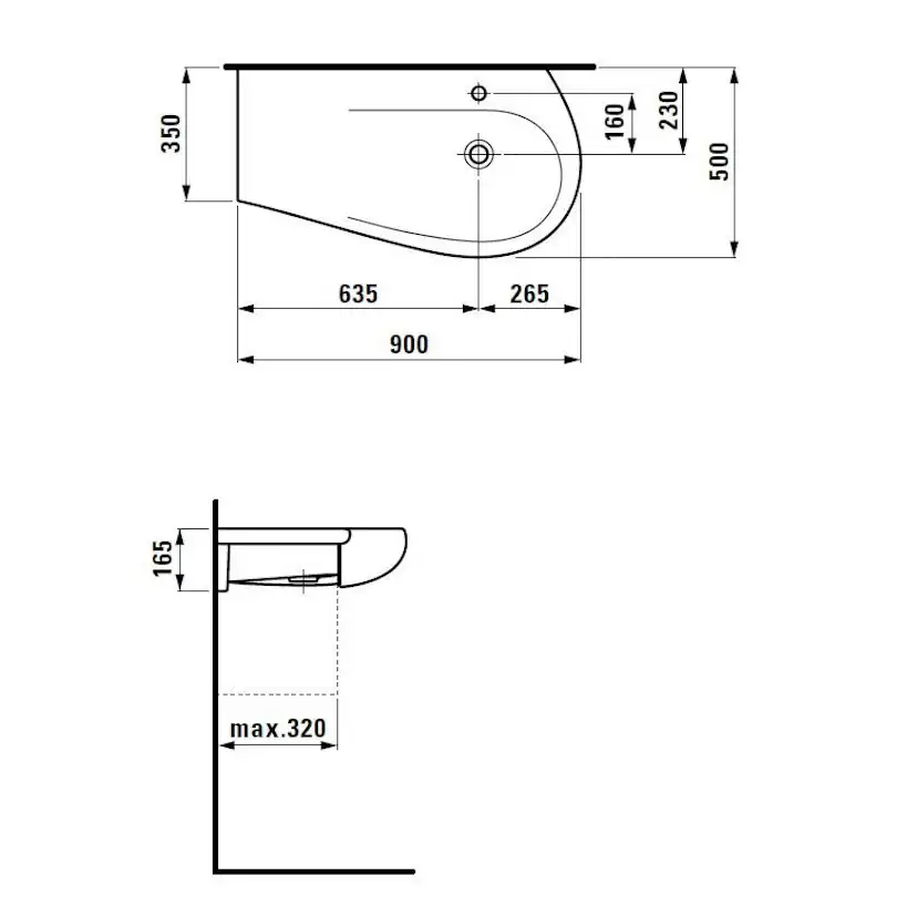Tvättställ Laufen Il Bagno Alessi One Tuna 814976 900 mm