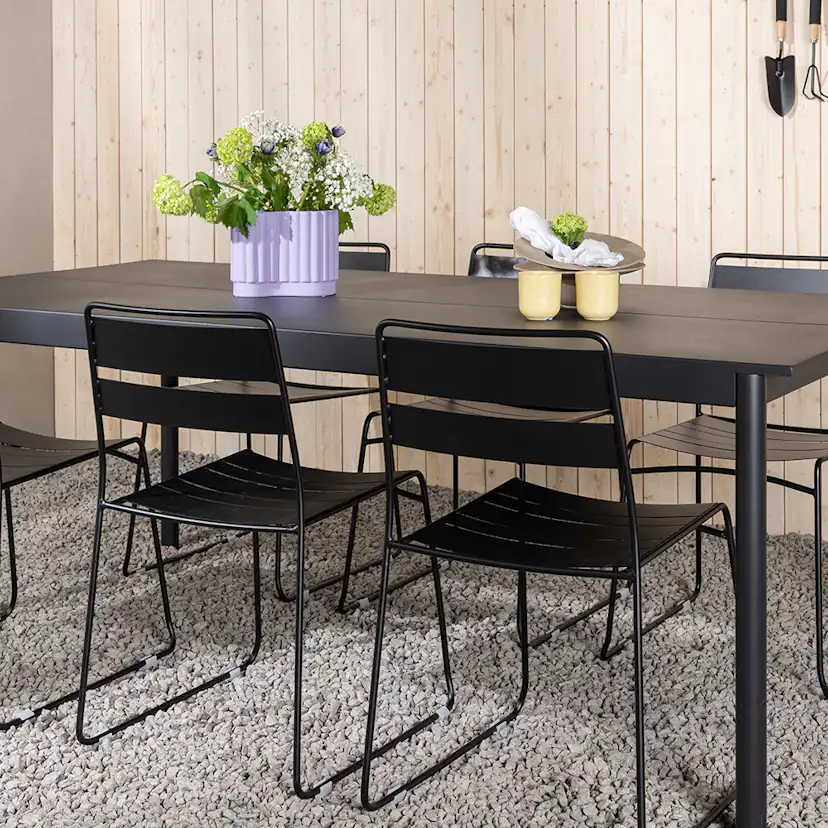 Modena - Dining Table- Black - Aluminium - 200*100cm _1+ Lin Svart