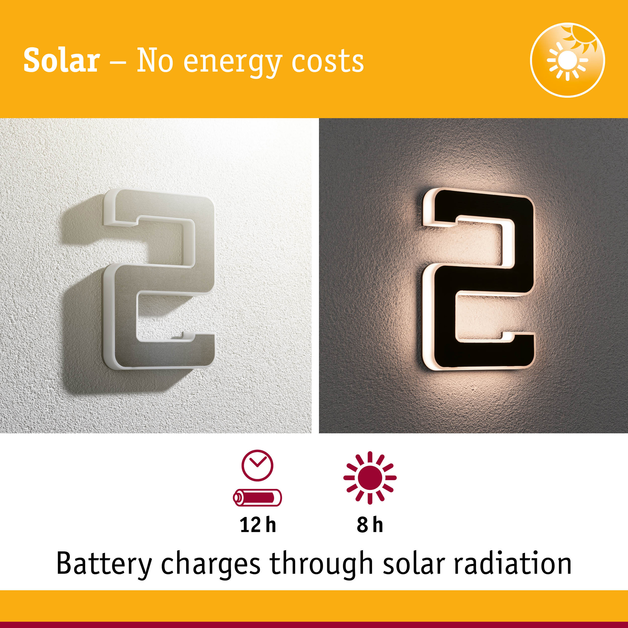 Fasadbelysning Solcell LED Paulmann Husnummer 0-9 med belysning inkl. utbytbart batteri IP44
