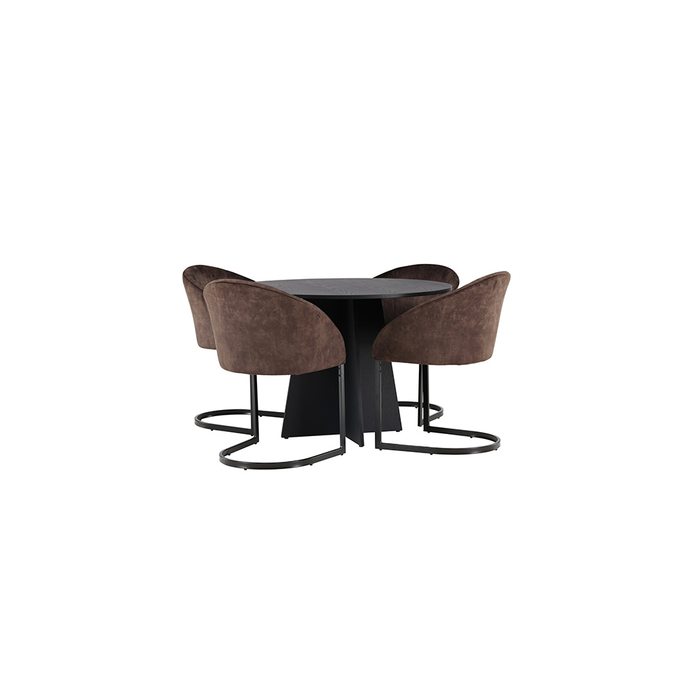 Matgrupp Venture Home Bootcut Ø110 cm med 4 st Evening stolar