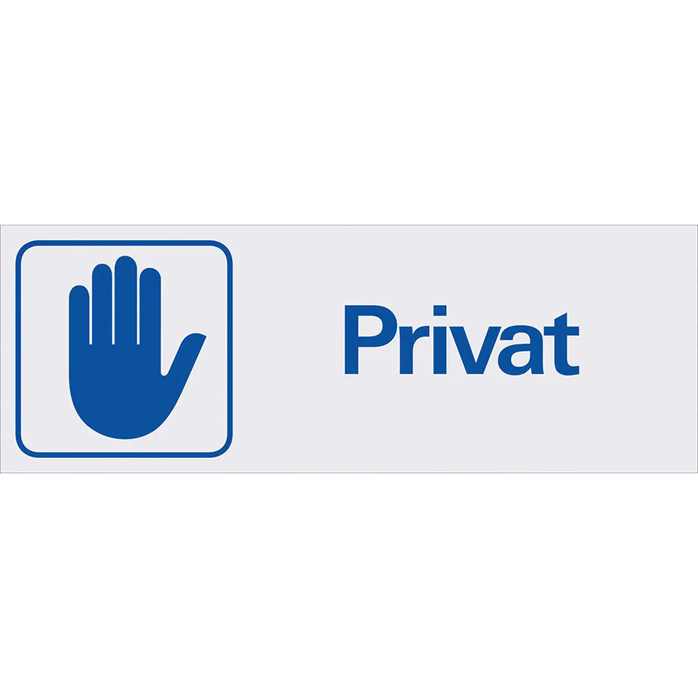 Skylt Systemtext Privat 225x80 mm Aluminium