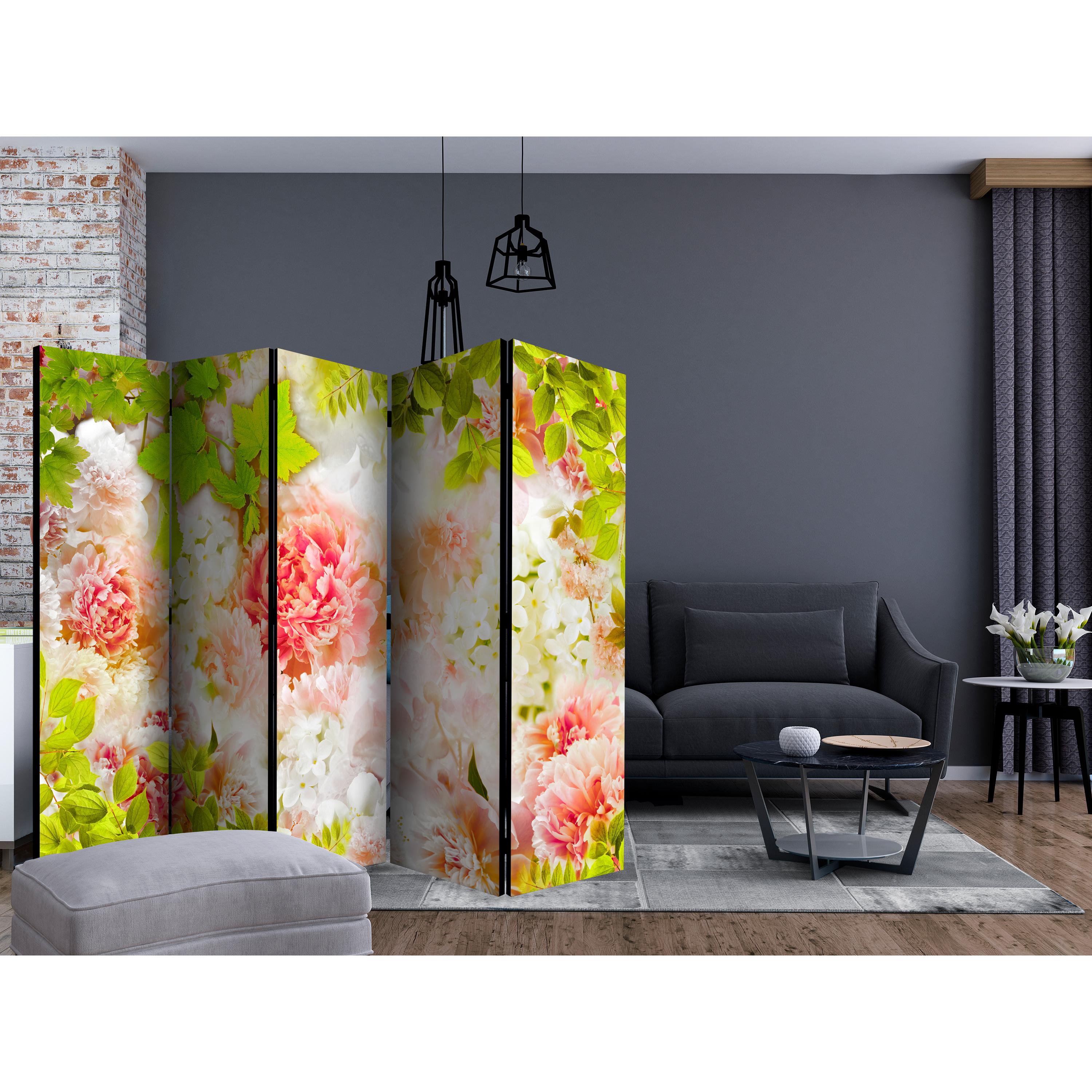 Rumsavdelare Skärmvägg Arkiio Bright Peonies II 225x172 cm