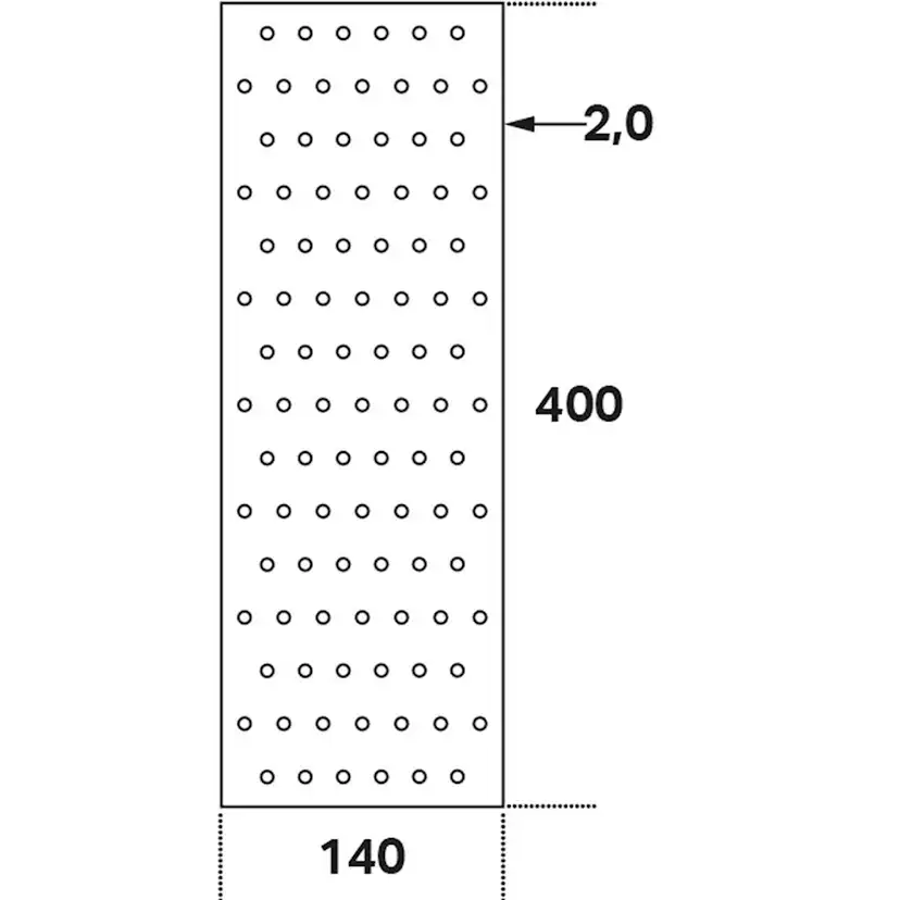 Hålplatta Hp 140x400x2,0 140x400x2,0 mm