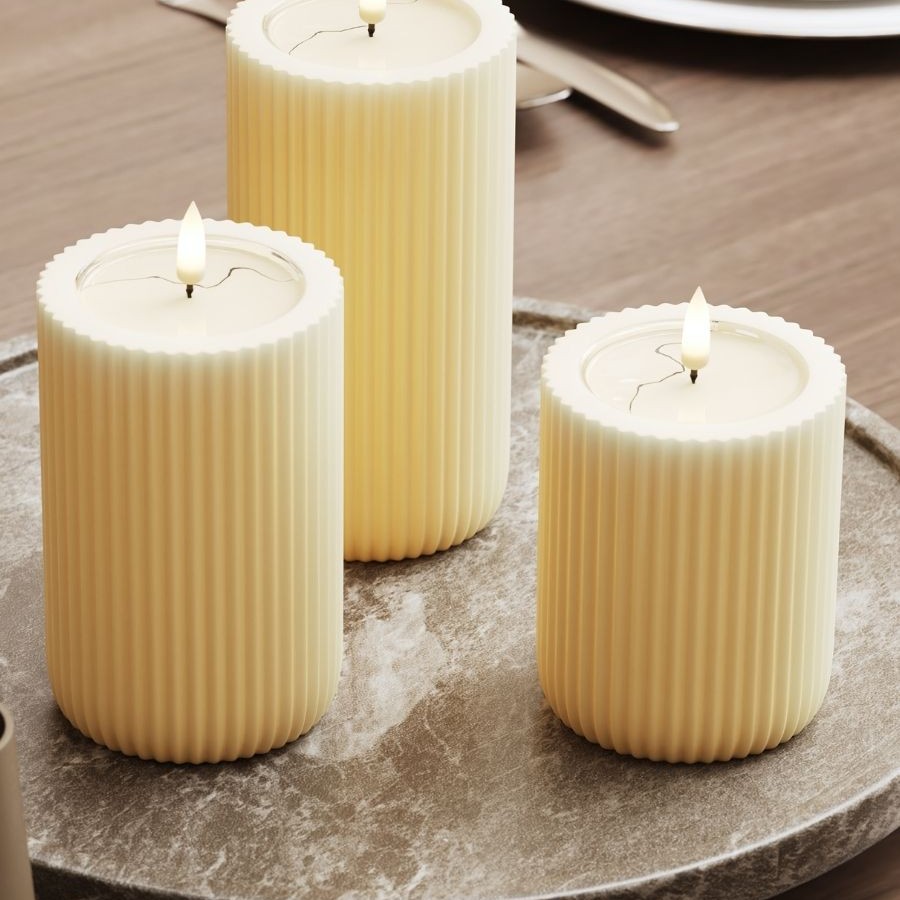 LED-Blockljus UNIQUE Candles Stripe 8x15 cm