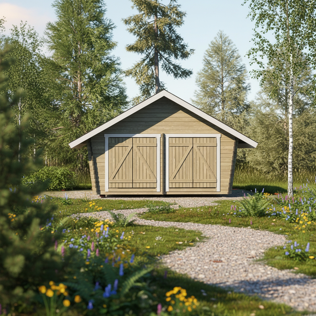 Timmerförråd LP Garden U-L (16m²) Lutande Tät Vägg