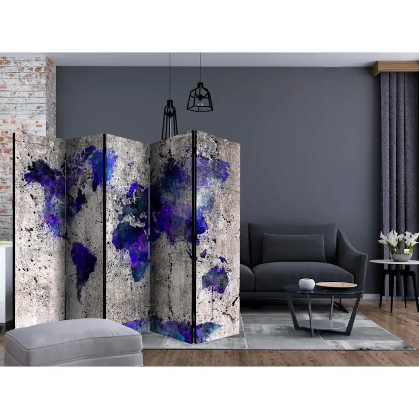 Rumsavdelare Skärmvägg Arkiio World Map Ink Blots II 225x172 cm