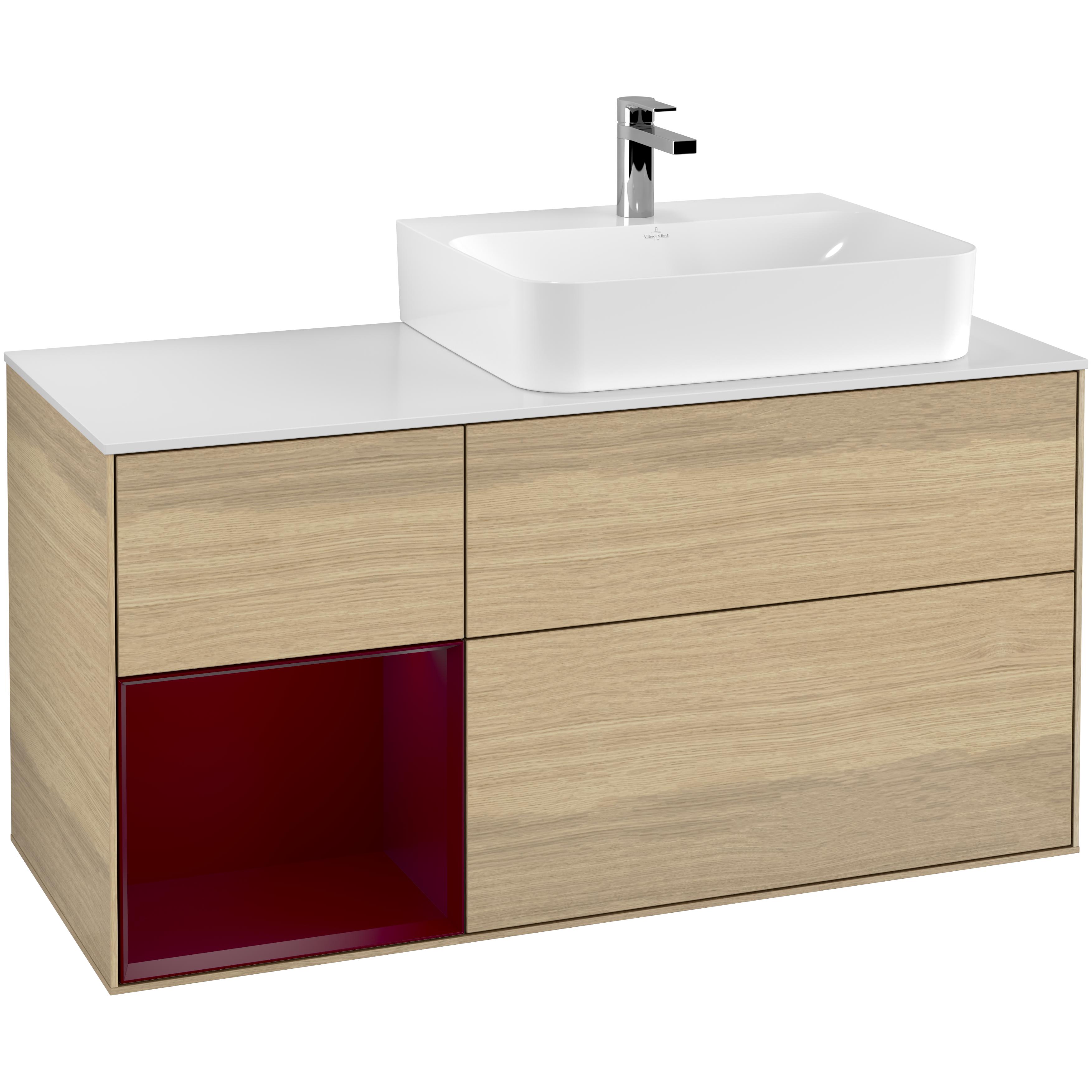 Tvättställsskåp Villeroy & Boch Finion med 3 Lådor Hylla och Bänkskiva för Ocentrerat Tvättställ