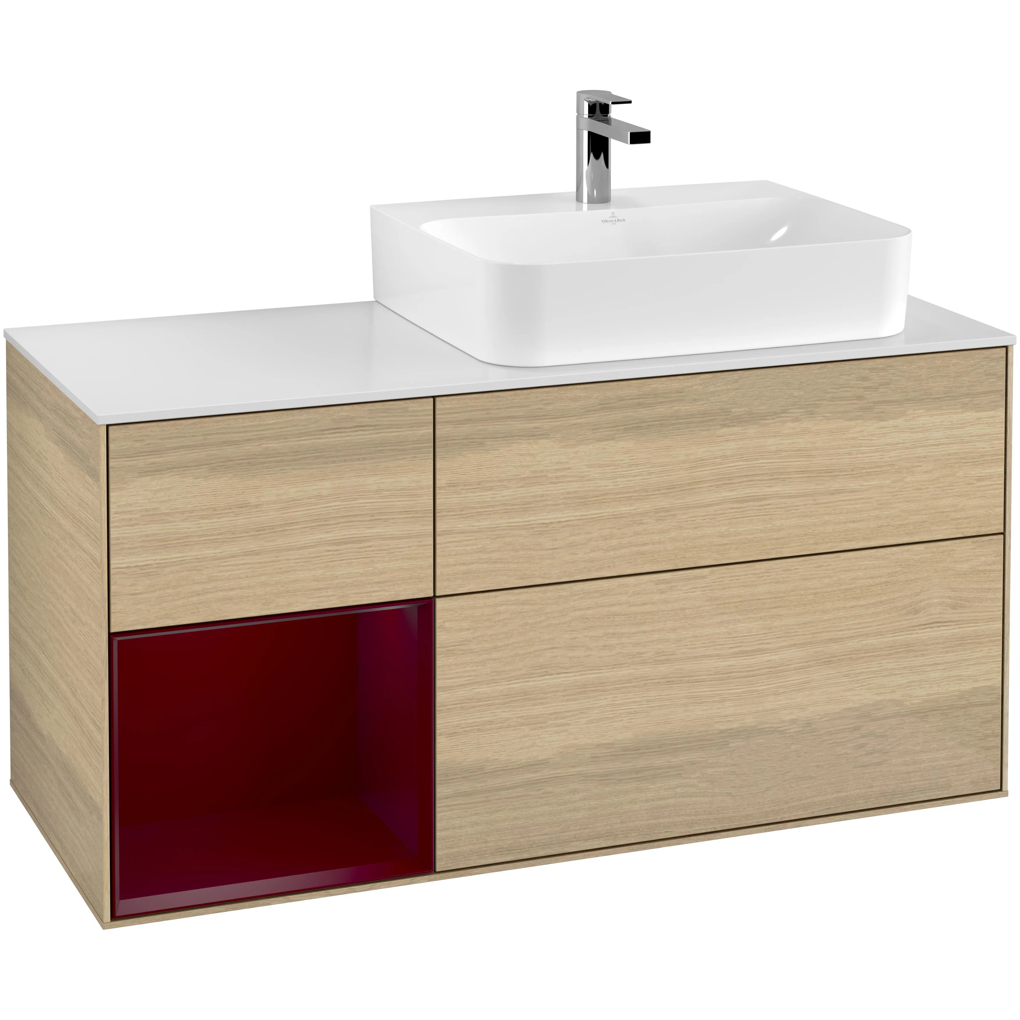 Tvättställsskåp Villeroy & Boch Finion med 3 Lådor Hylla och Bänkskiva för Ocentrerat Tvättställ