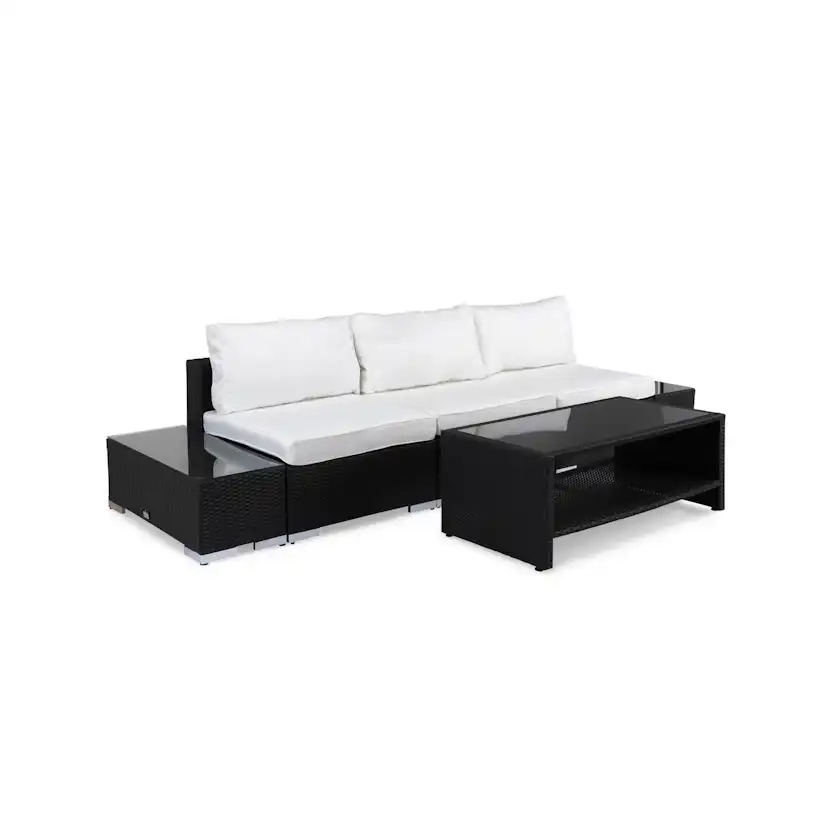 Loungegrupp Comfort Garden Bahamas 3-sits med Avslut och Bord med Hylla Utomhus