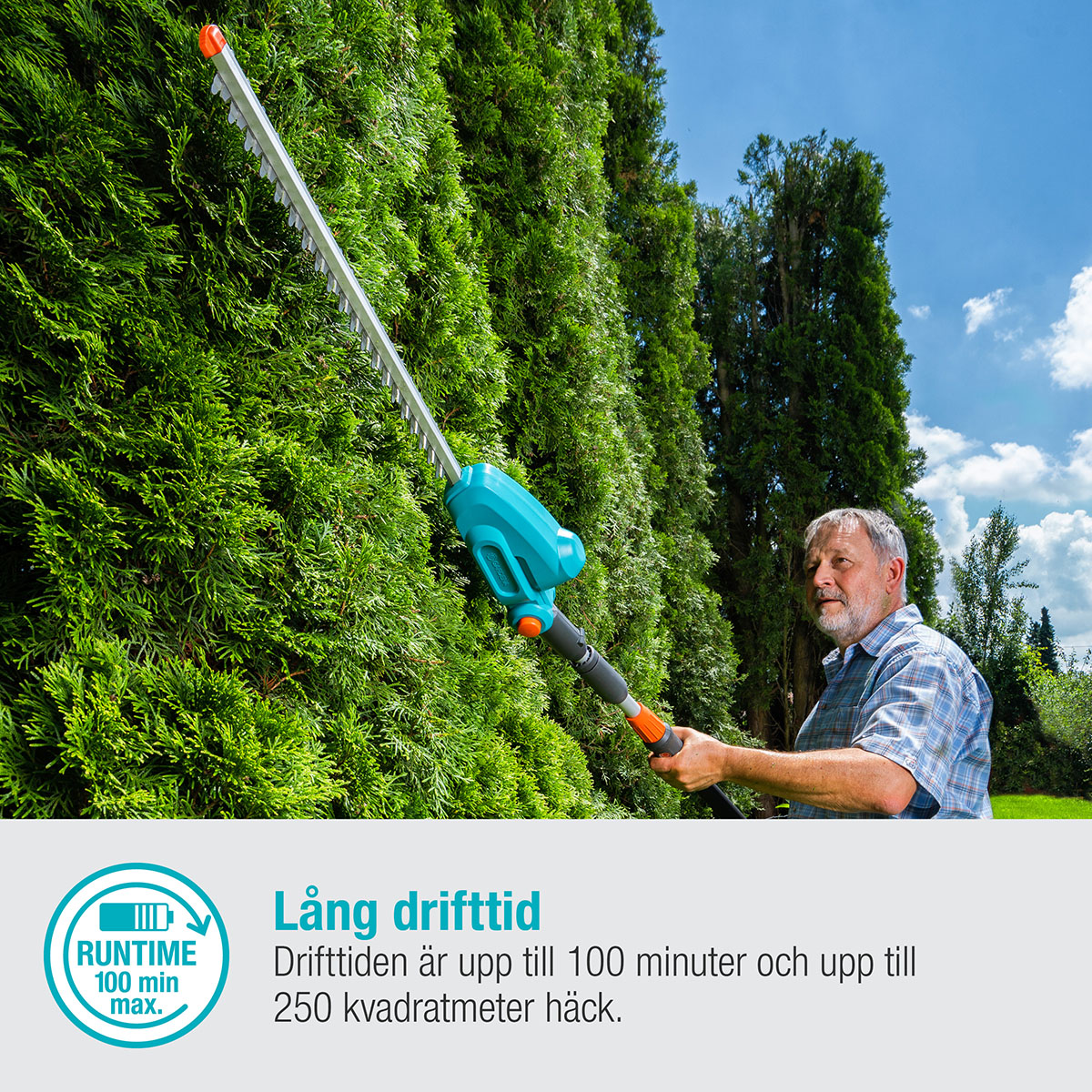 Teleskopisk Häcksax Gardena THS 42/18V P4A Komplett (2,5Ah batteri + standardladdare)