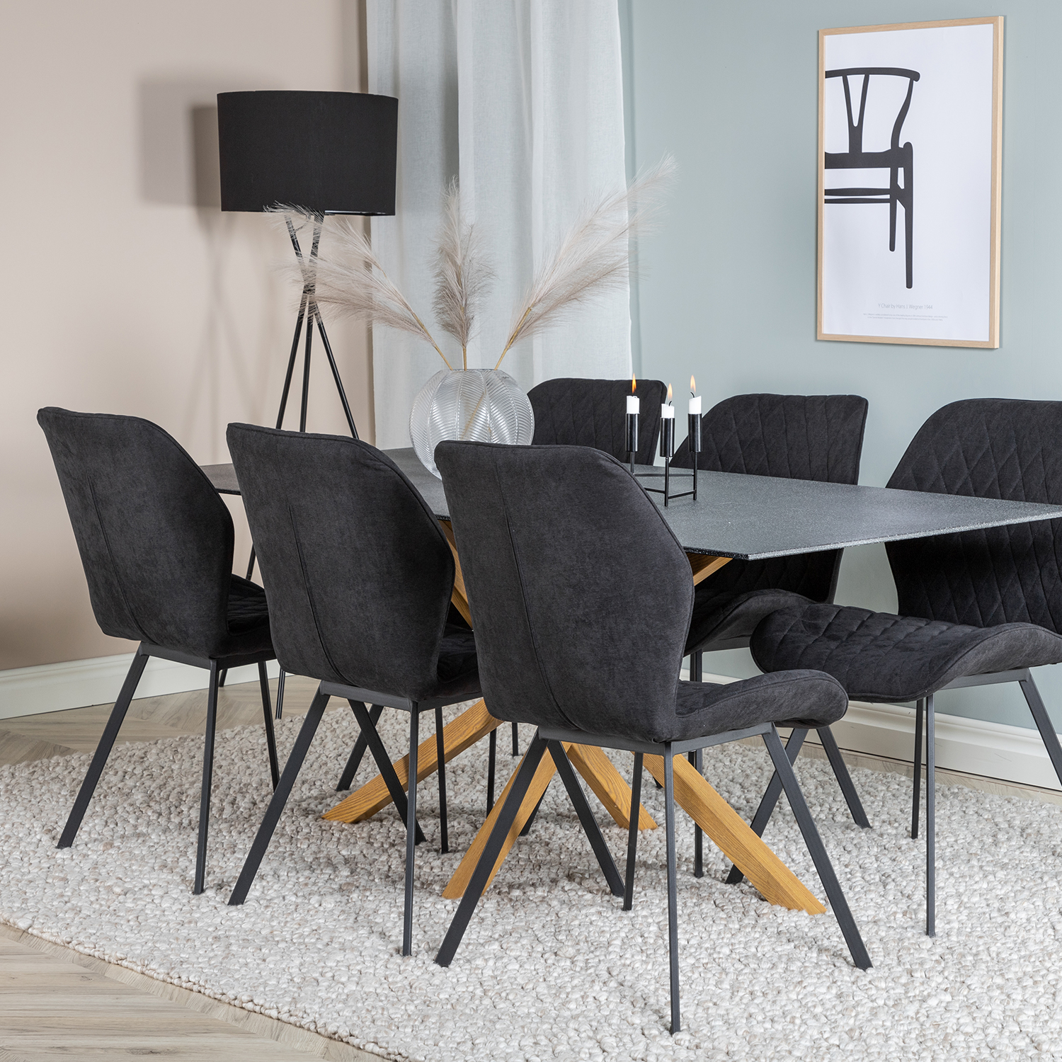 Matgrupp Venture Home Piata med 6 Geneva Stolar Polyestertyg