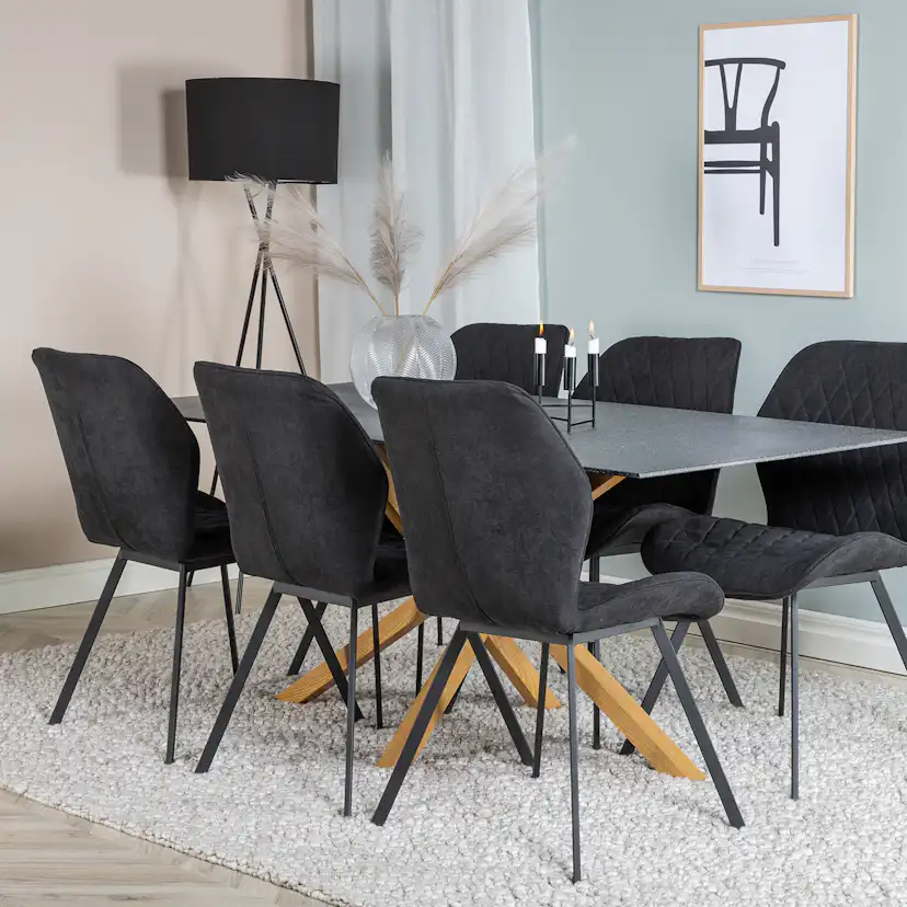 Matgrupp Venture Home Piata med 6 Geneva Stolar Polyestertyg