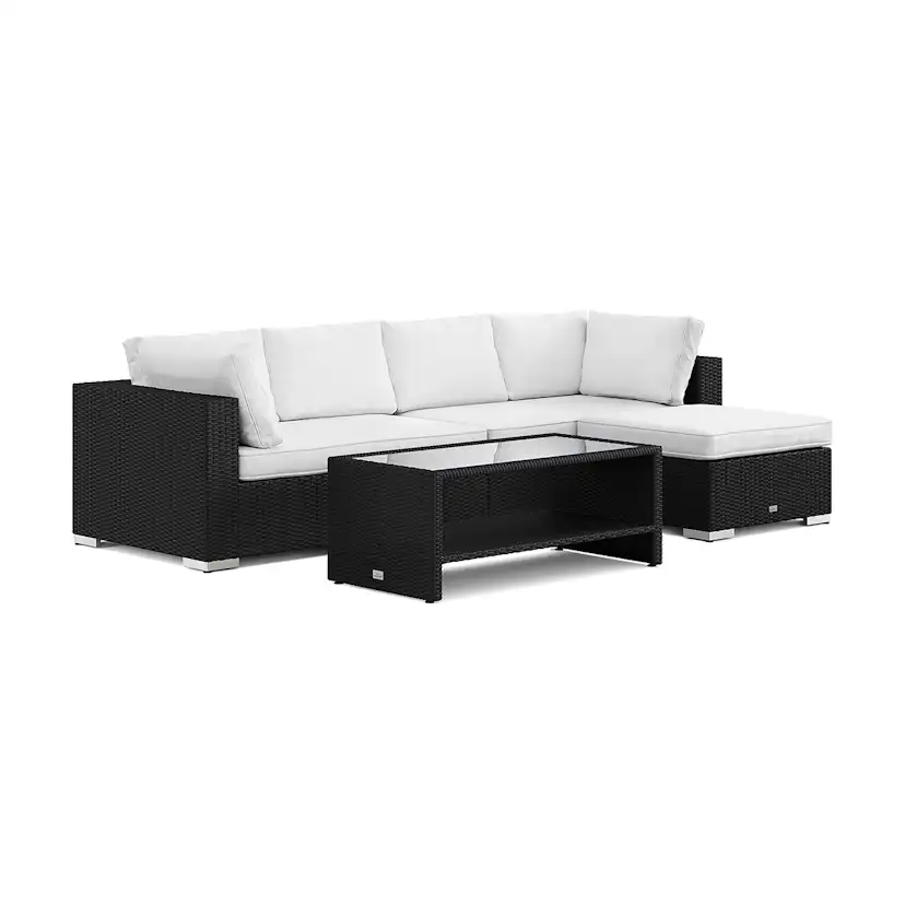 Loungegrupp Comfort Garden Bahamas utomhus divansoffa 5-sits med vändbar divan och bord med hylla