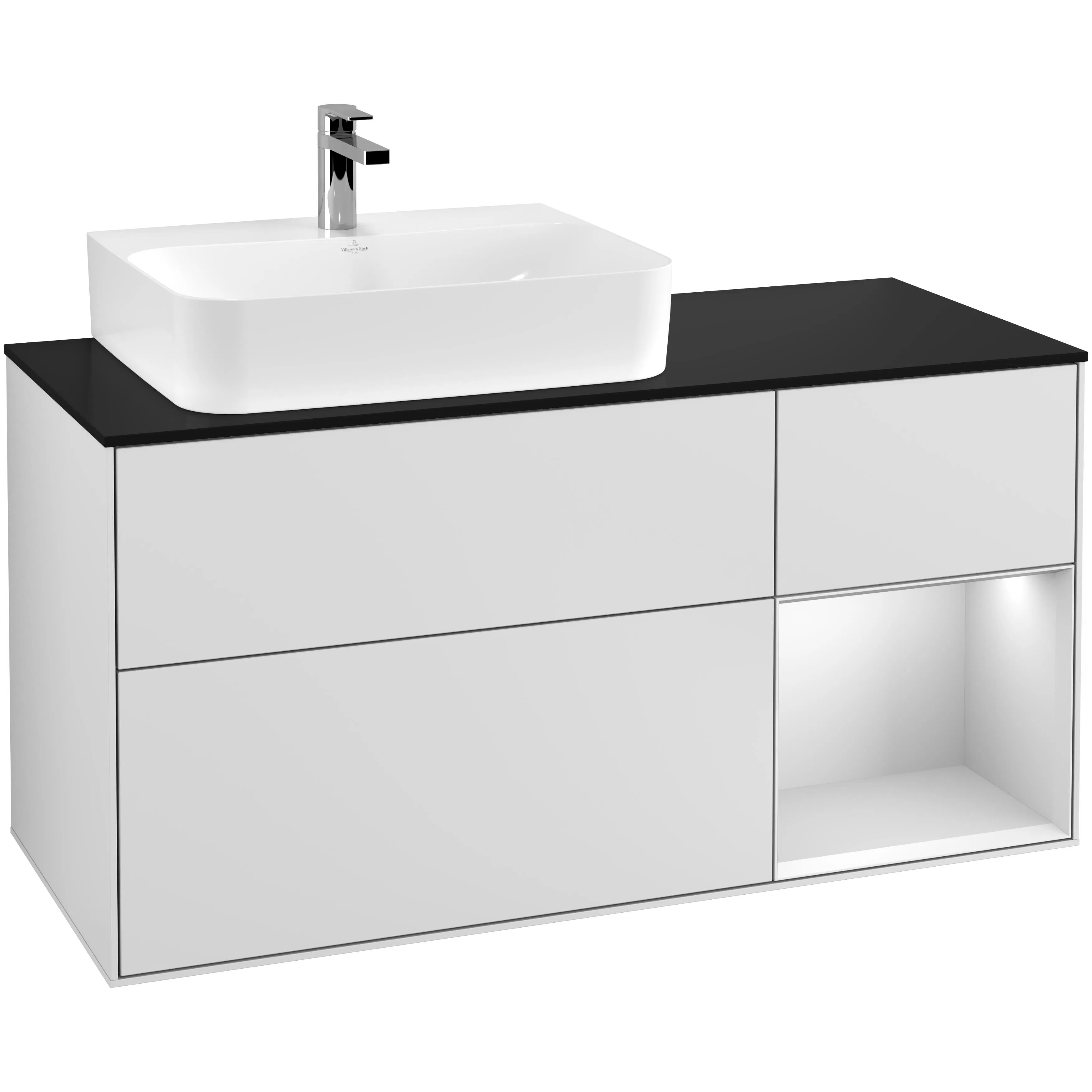 Tvättställsskåp Villeroy & Boch Finion med 3 Lådor Hylla och Bänkskiva för Ocentrerat Tvättställ