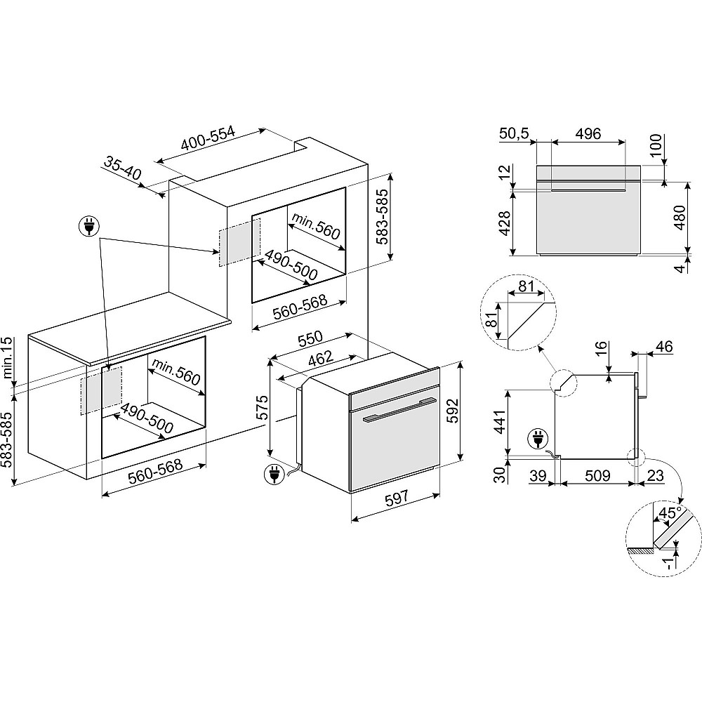 Inbyggnadsugn Smeg SO6101S2B3