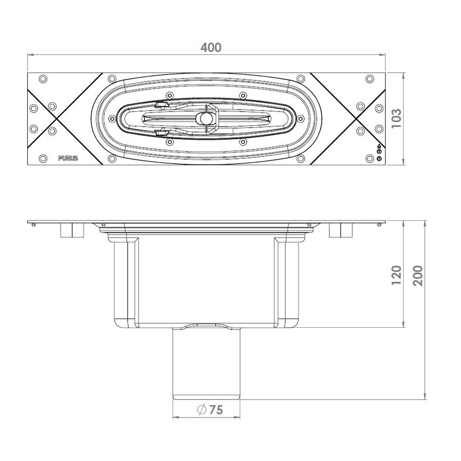 Golvbrunn Purus Line Premium Botten Ø75 mm