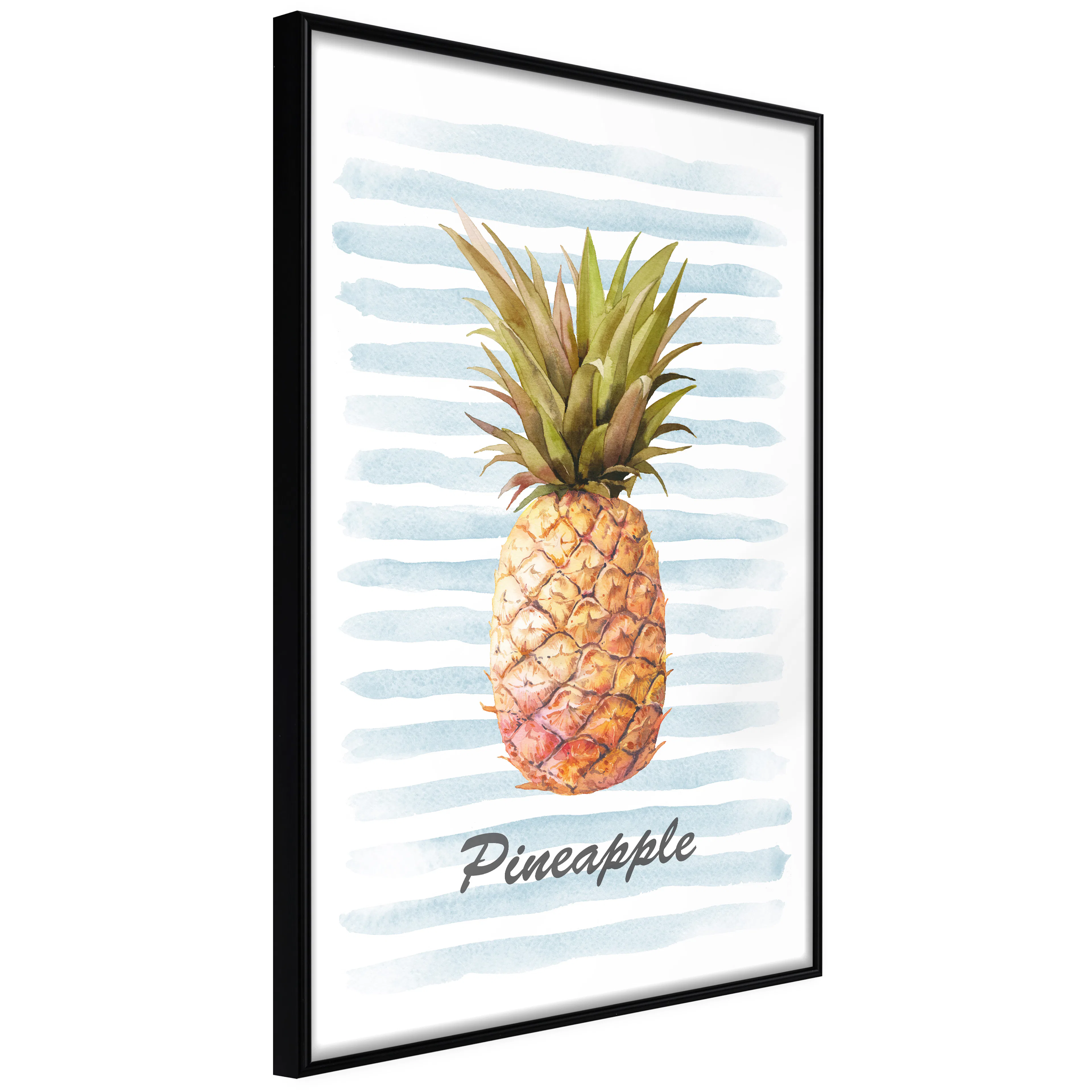 Affisch - Pineapple and Stripes [Poster] 40x60 Svart ram, 40x60 cm