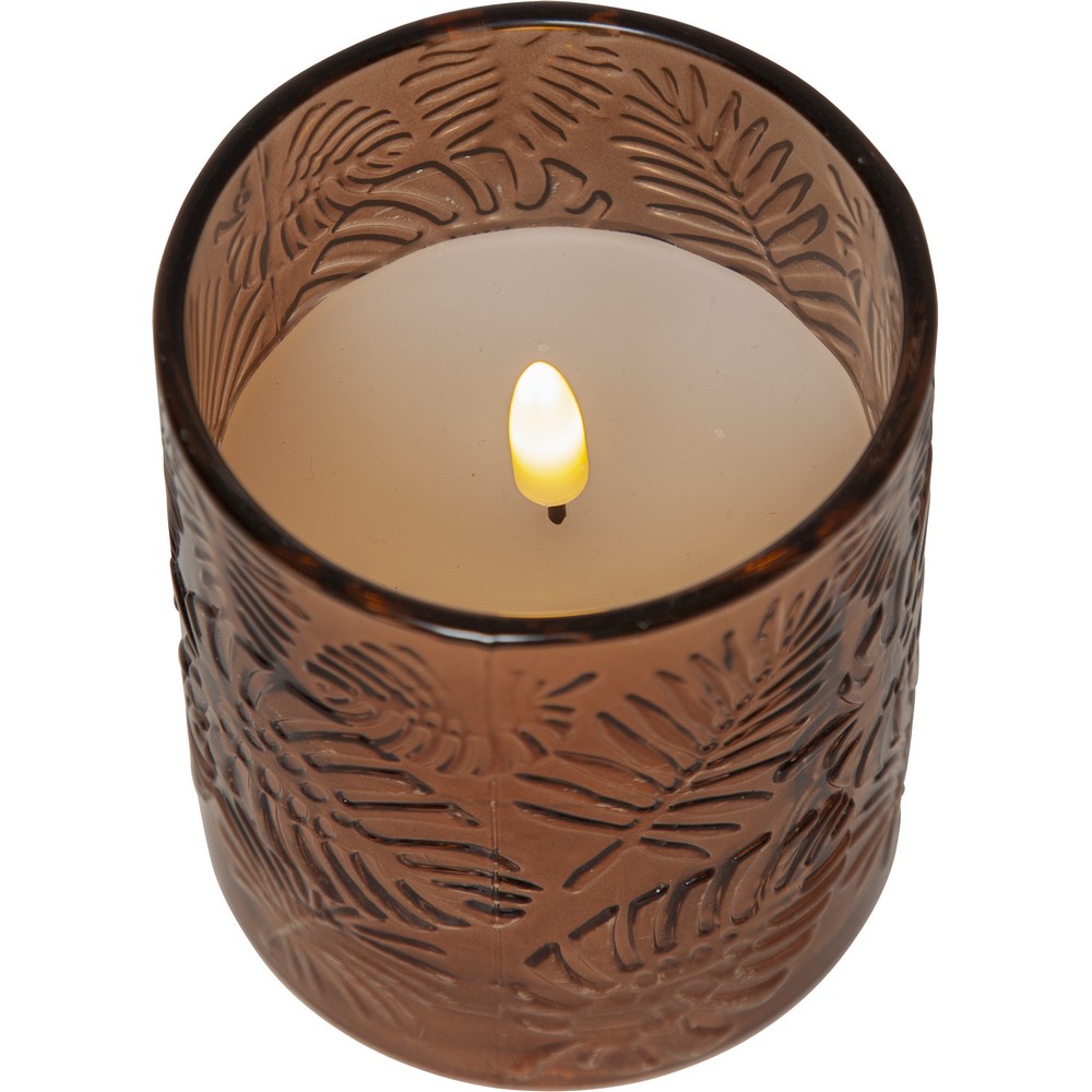 LEDBlockljus Flamme Leaf Brun, D: 85 mm